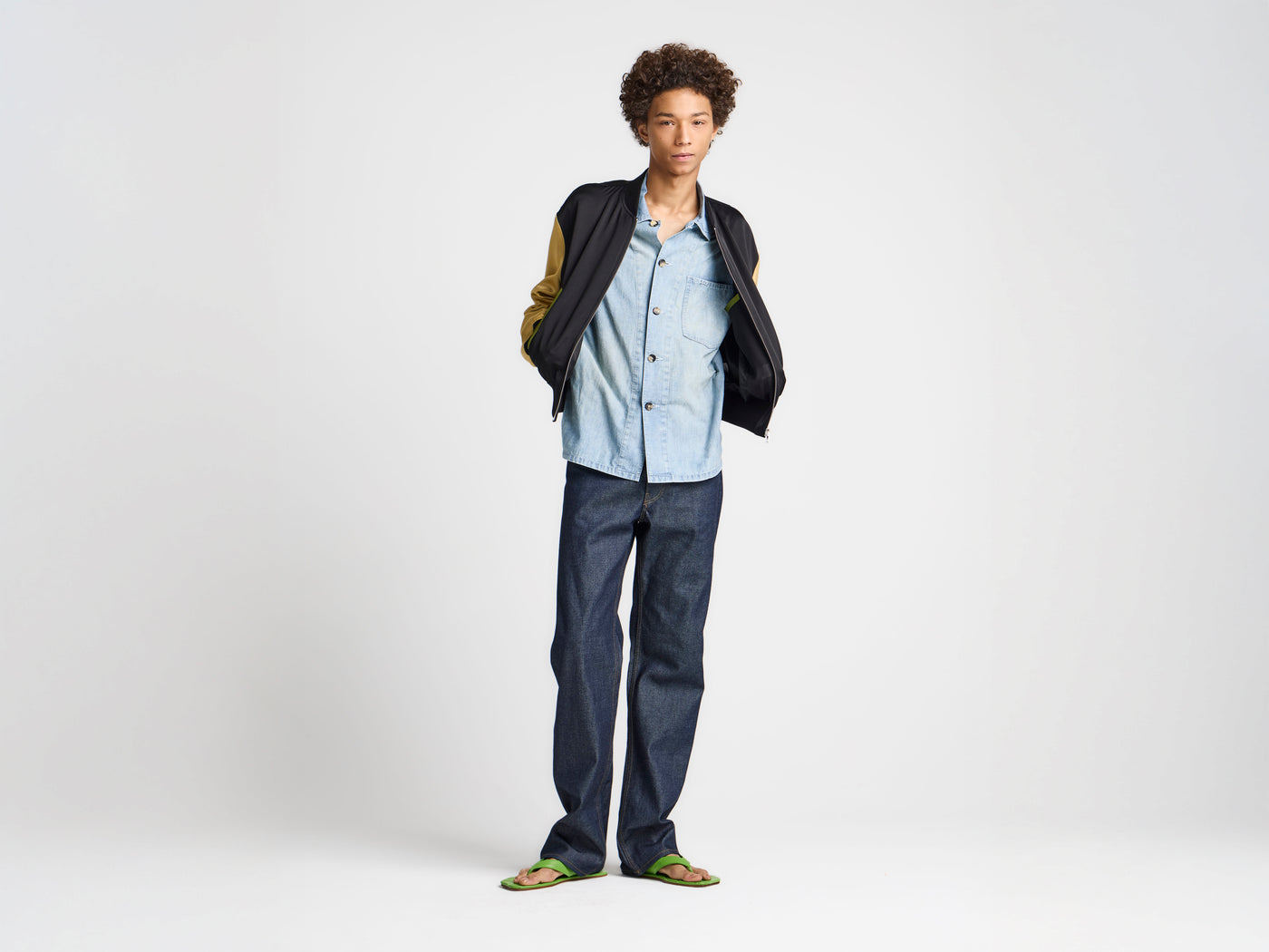MENS SATIN BLOUSON IN BLACK & MULTI