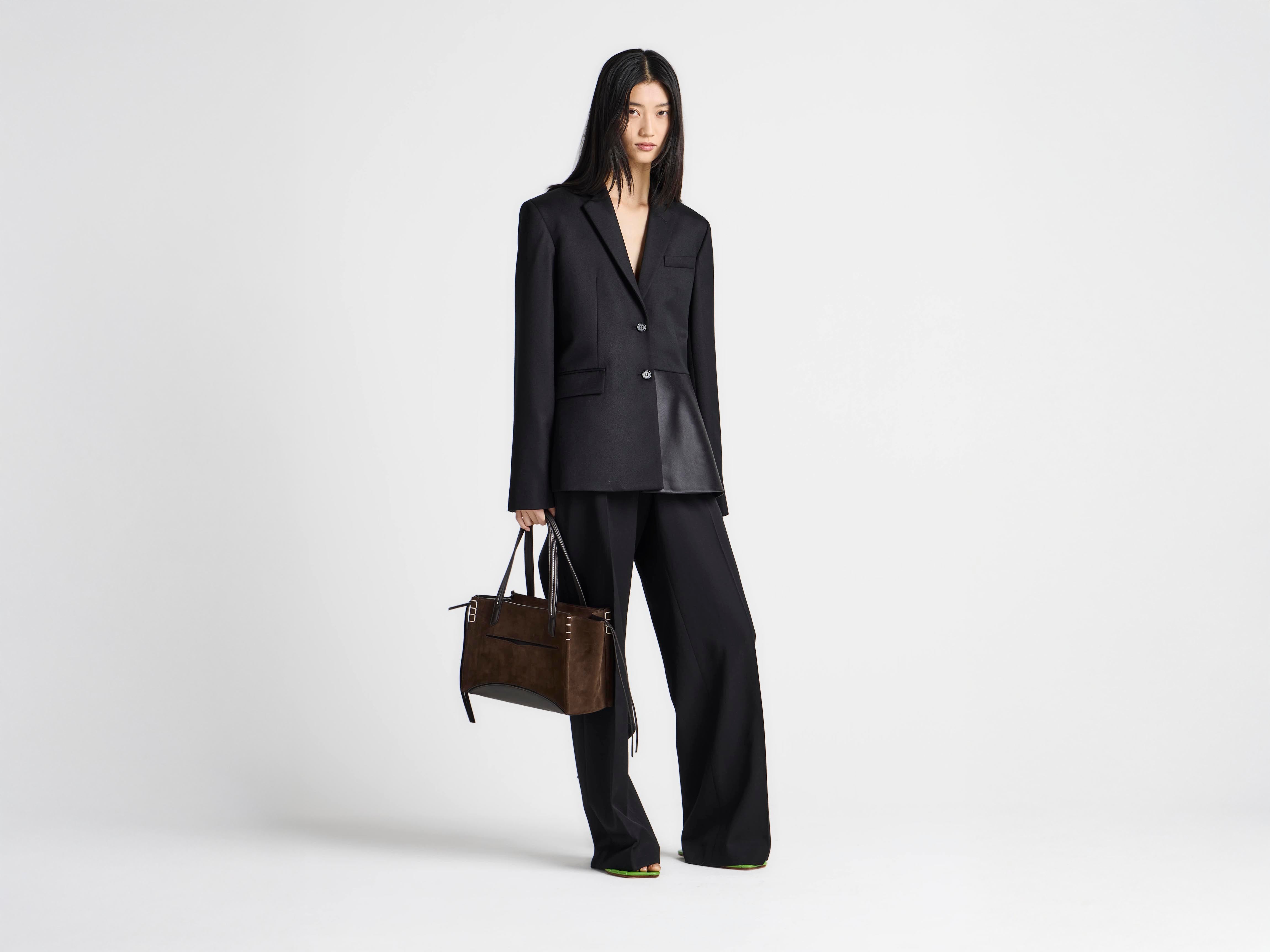 WOMENS TAILORED JACKET WITH WRAP DRAPE IN BLACK in BLACK
