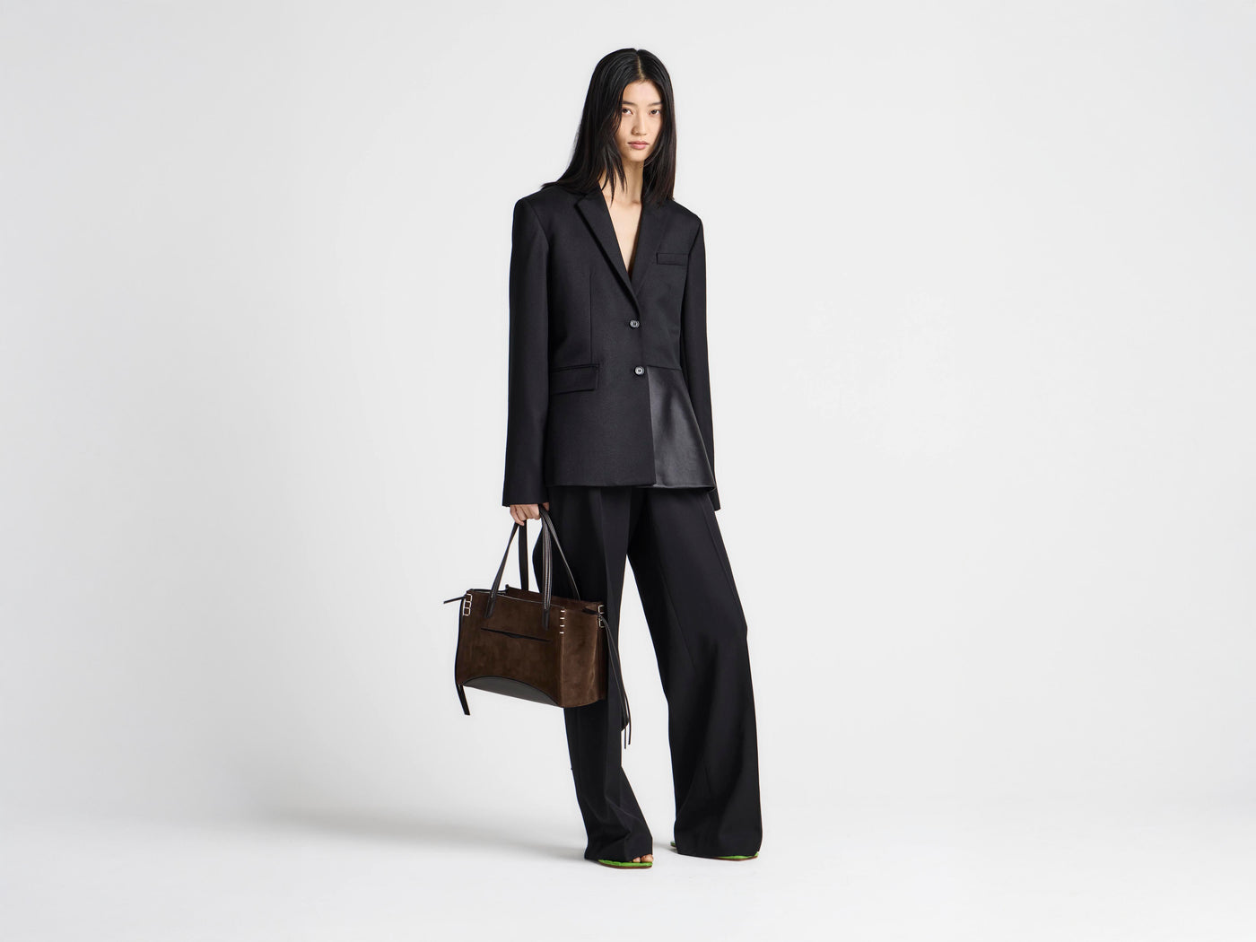 WOMENS TAILORED JACKET WITH WRAP DRAPE IN BLACK