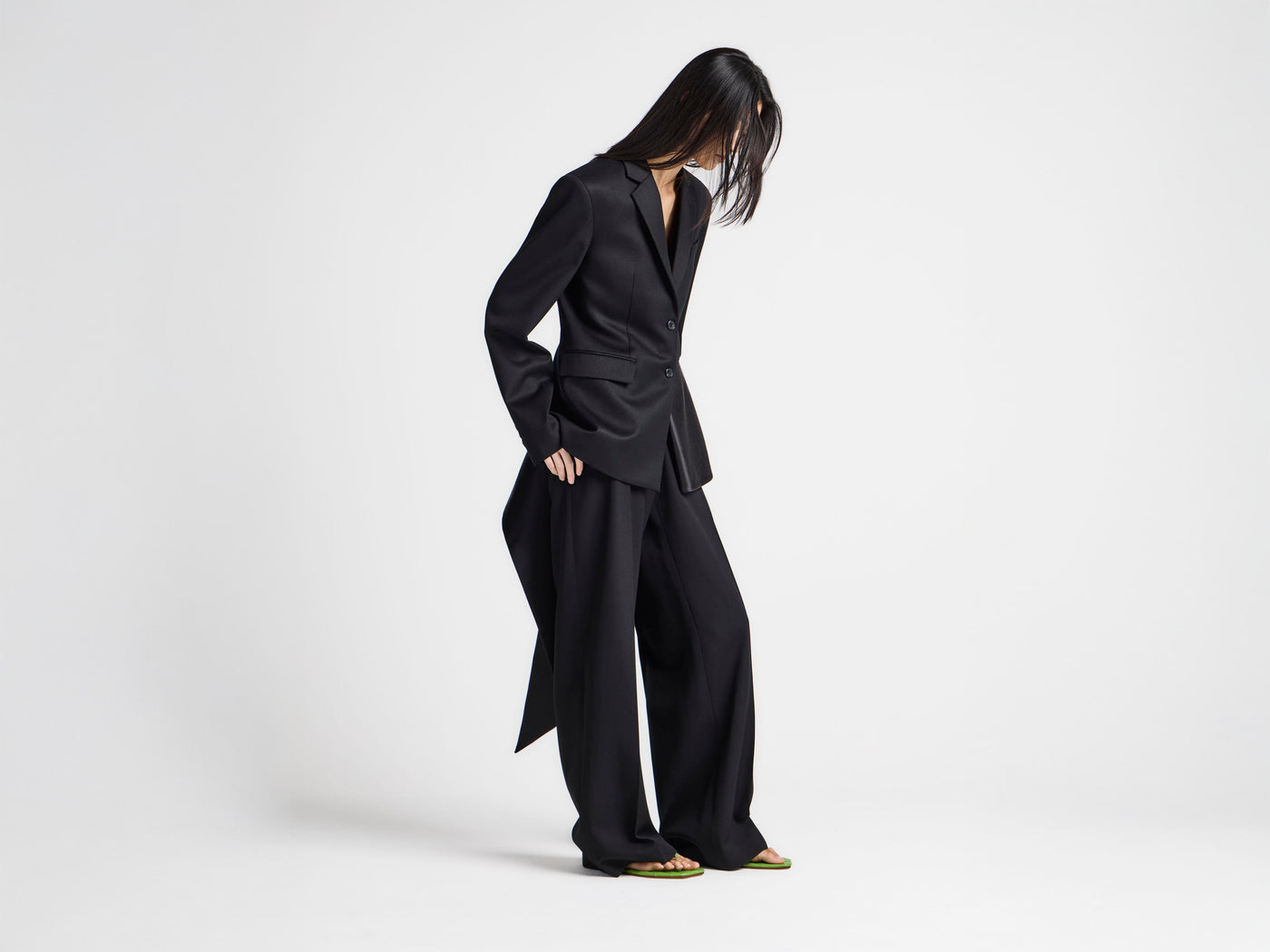 WOMENS TAILORED JACKET WITH WRAP DRAPE IN BLACK