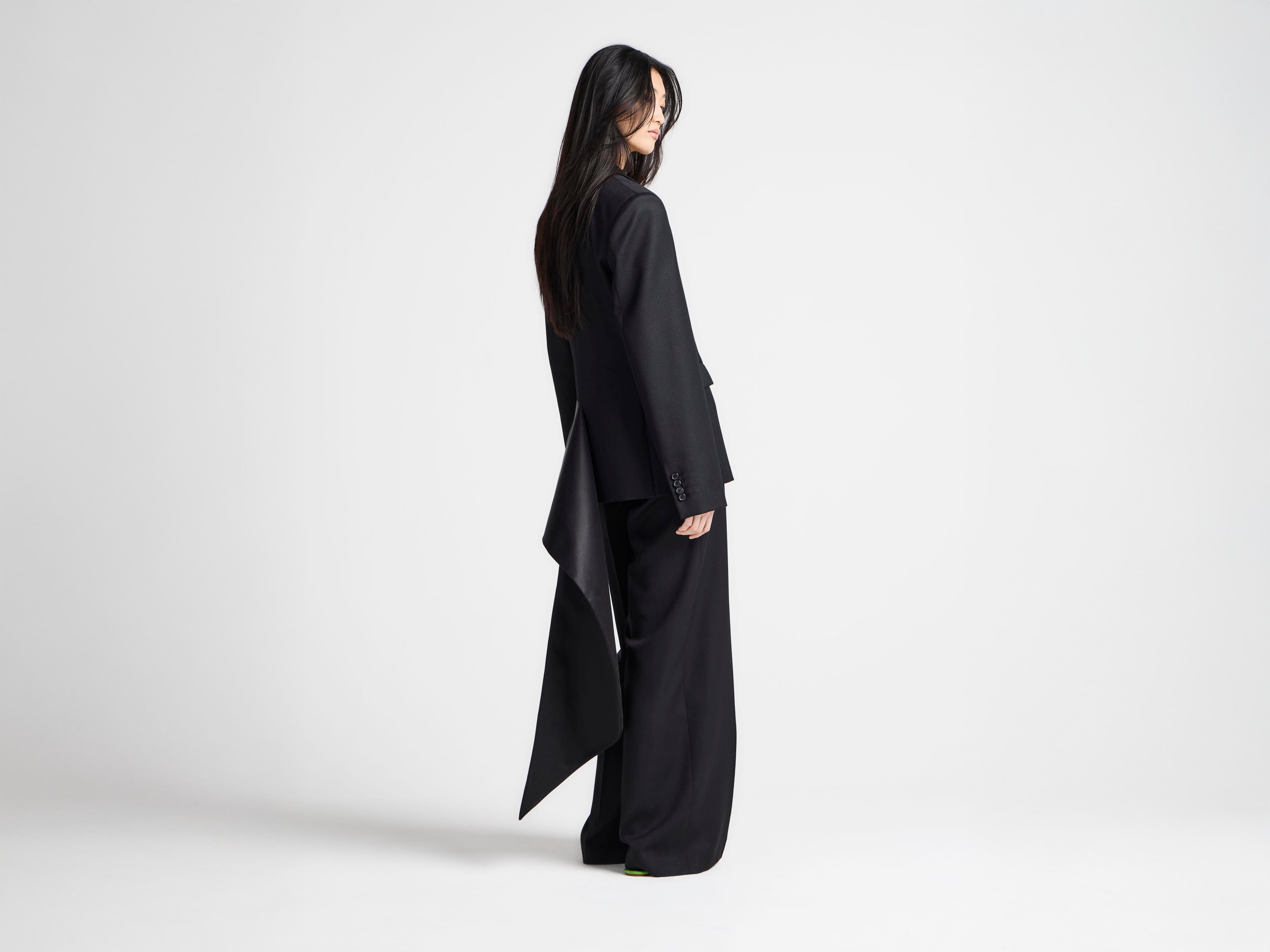 WOMENS TAILORED JACKET WITH WRAP DRAPE IN BLACK in BLACK