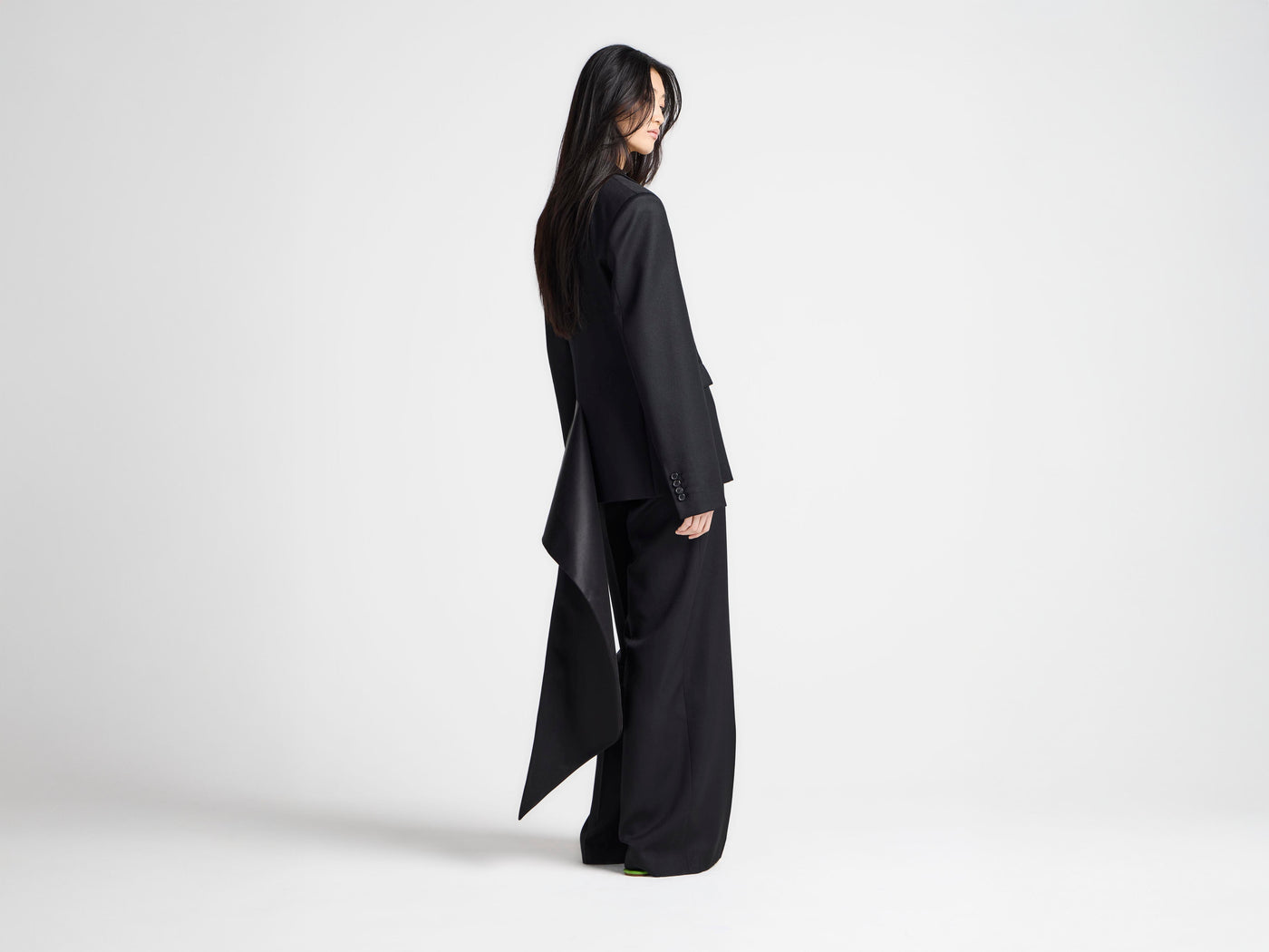 WOMENS TAILORED JACKET WITH WRAP DRAPE IN BLACK