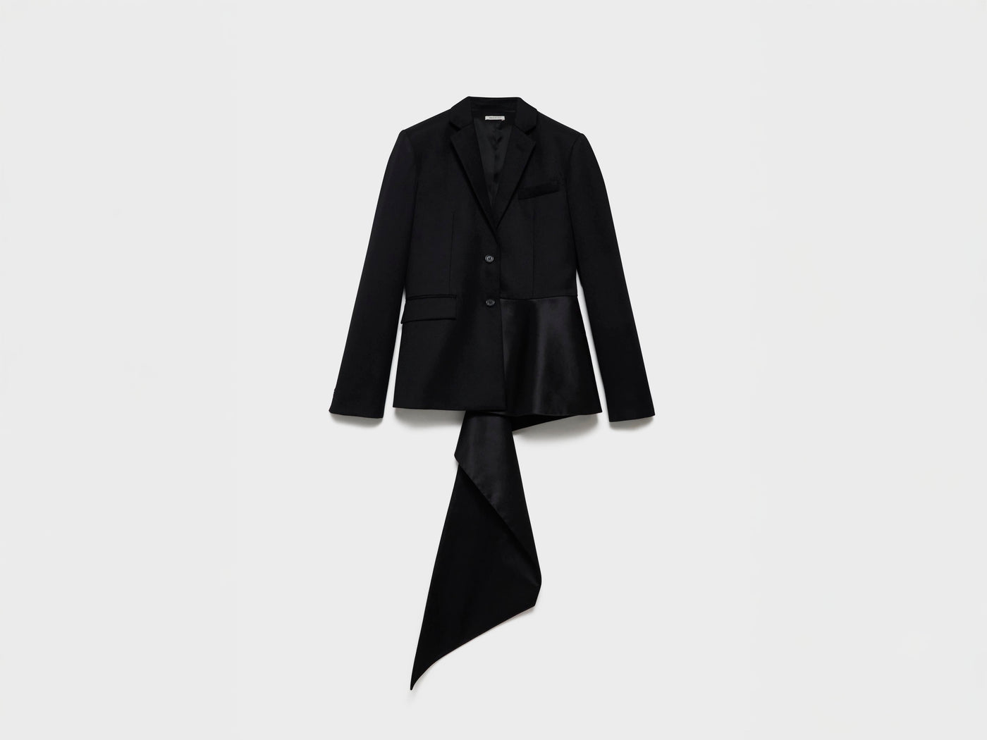WOMENS TAILORED JACKET WITH WRAP DRAPE IN BLACK