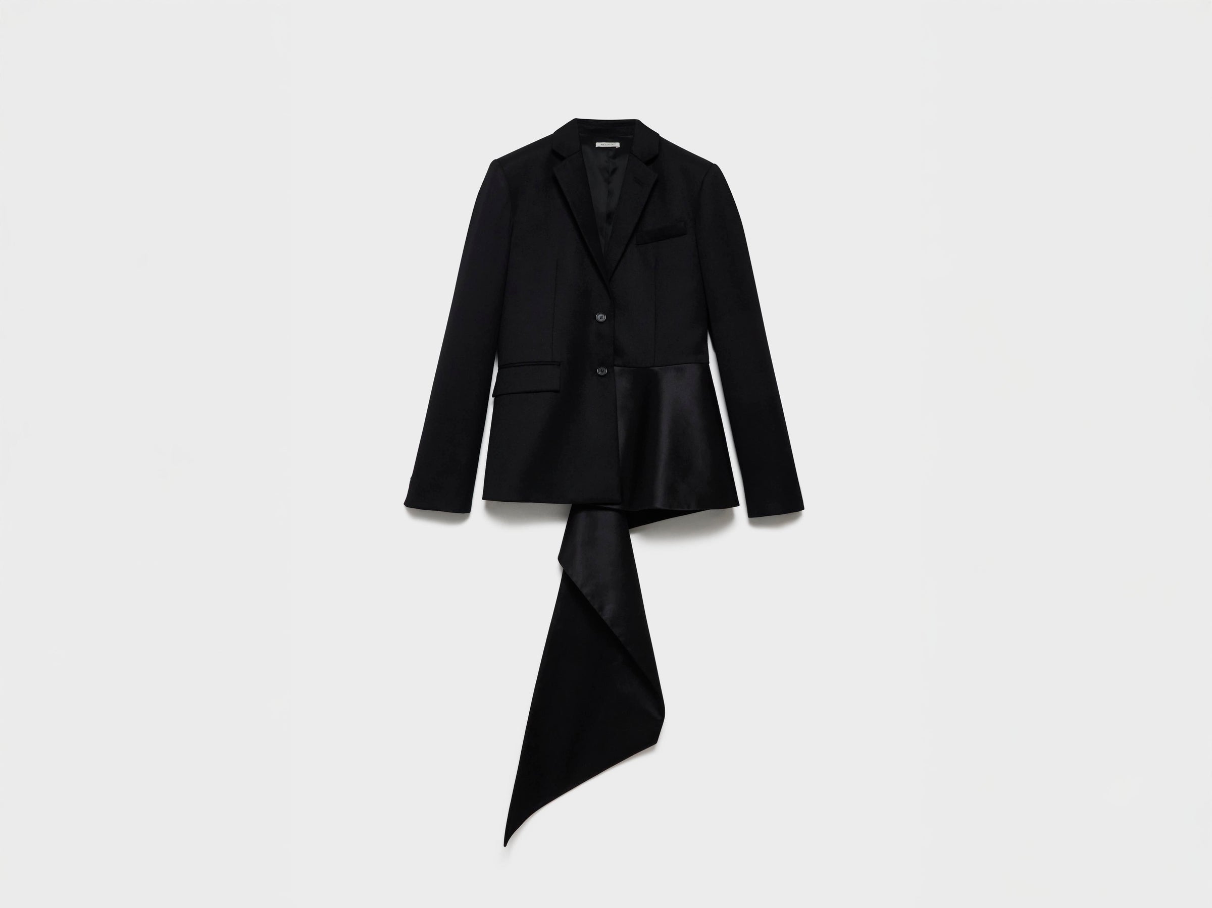 WOMENS TAILORED JACKET WITH WRAP DRAPE IN BLACK