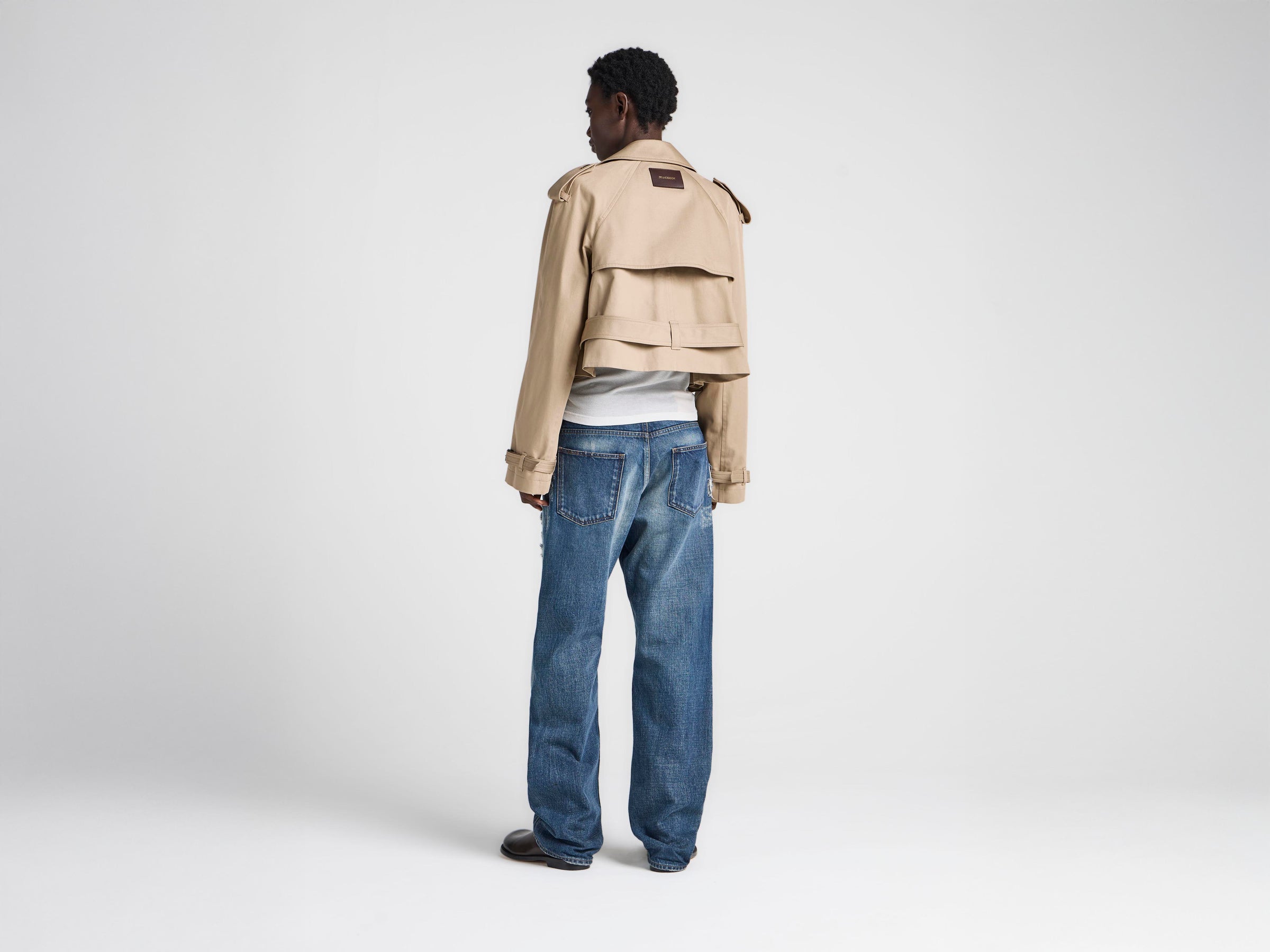 WOMENS CROPPED TRENCH IN BEIGE
