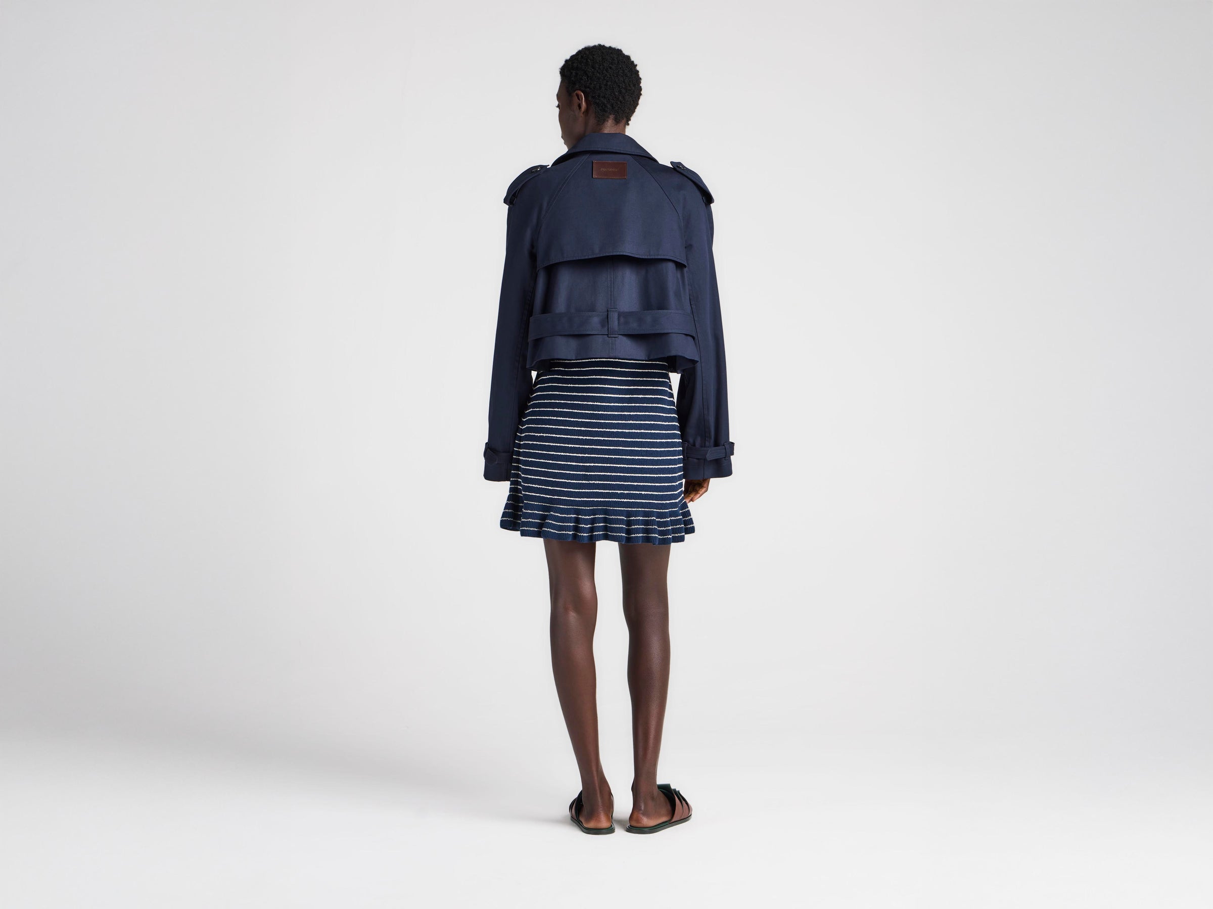 WOMENS CROPPED TRENCH IN NAVY