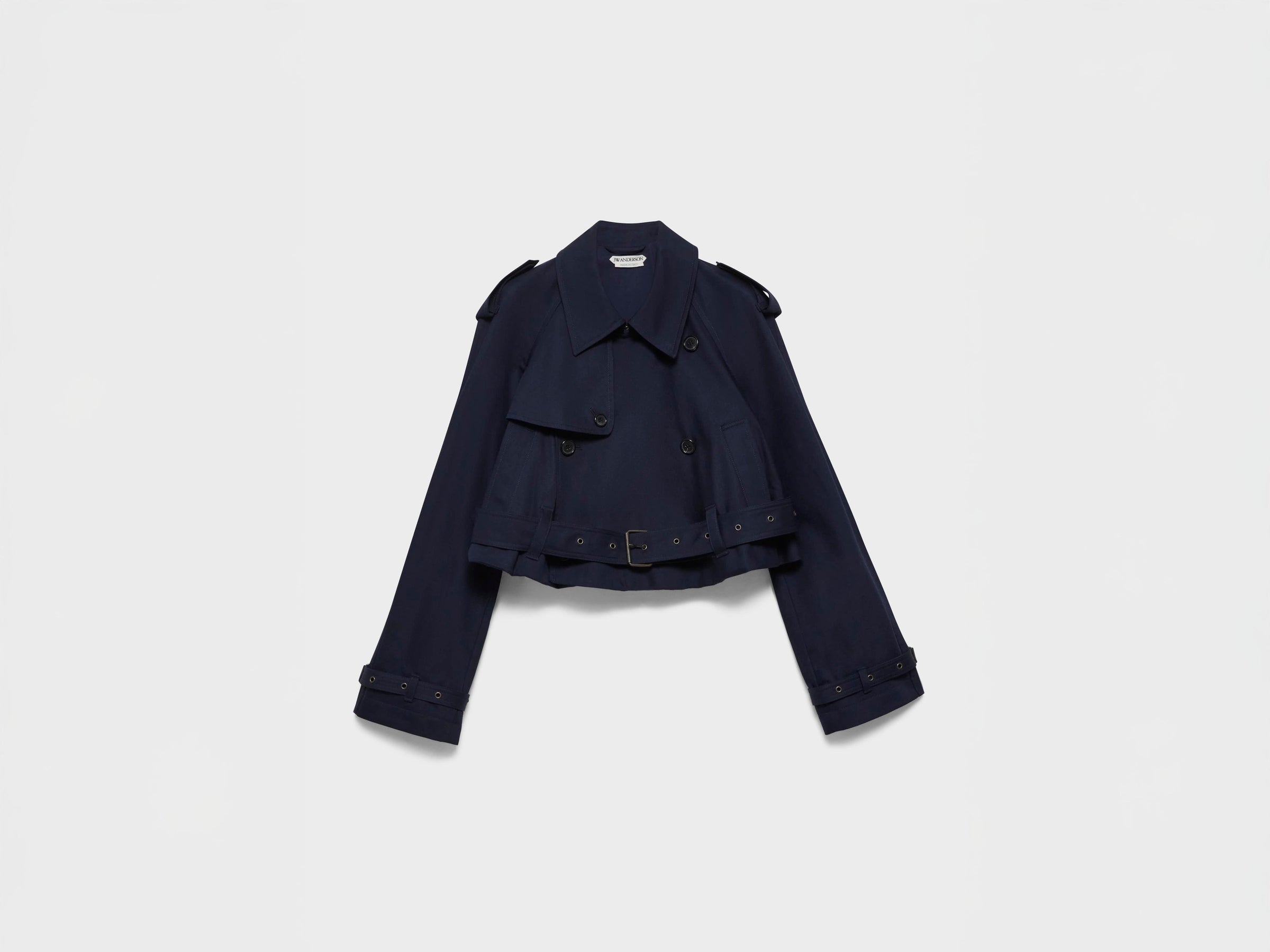 WOMENS CROPPED TRENCH IN NAVY
