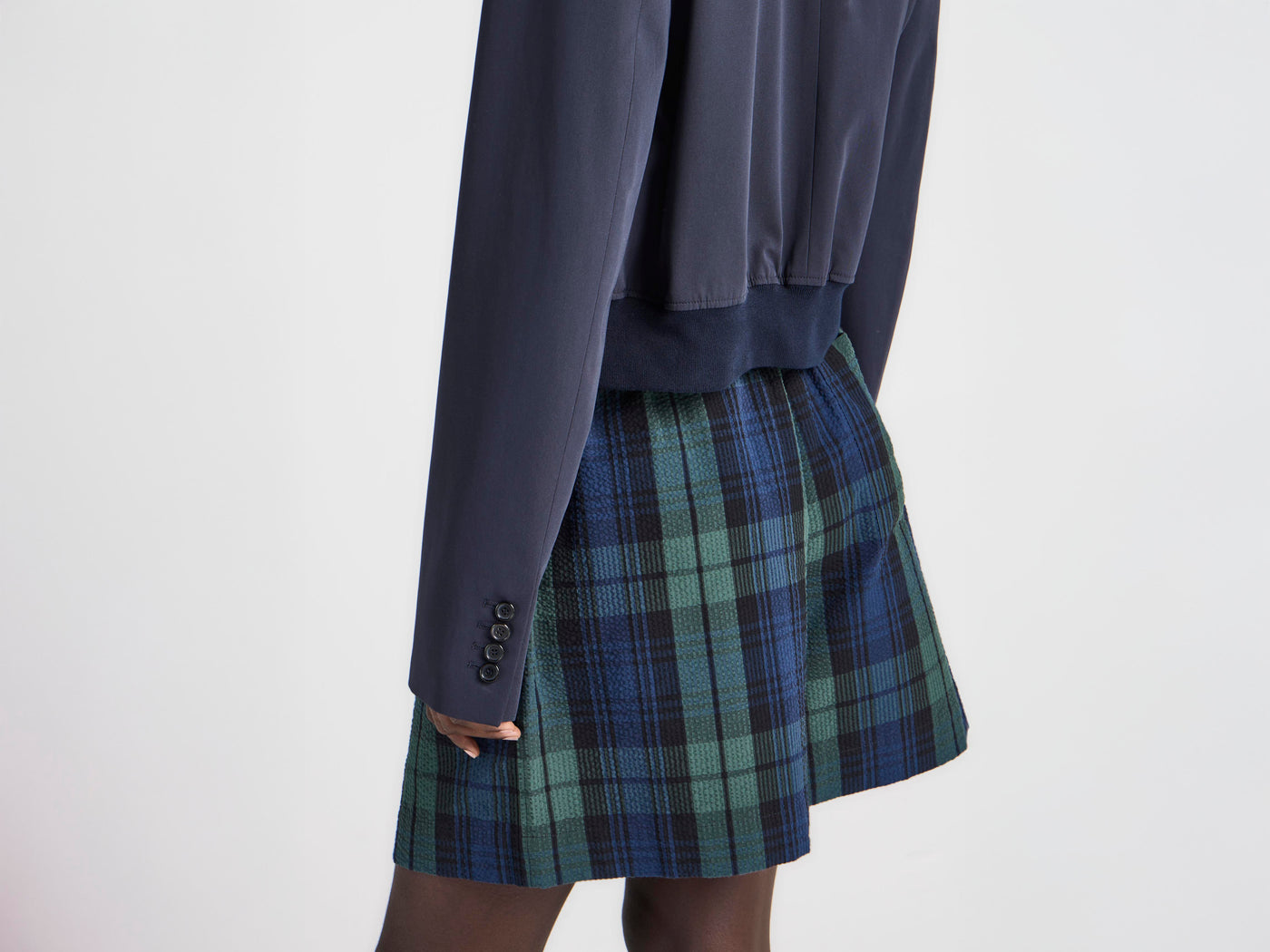 WOMENS CROPPED BLAZER IN NAVY