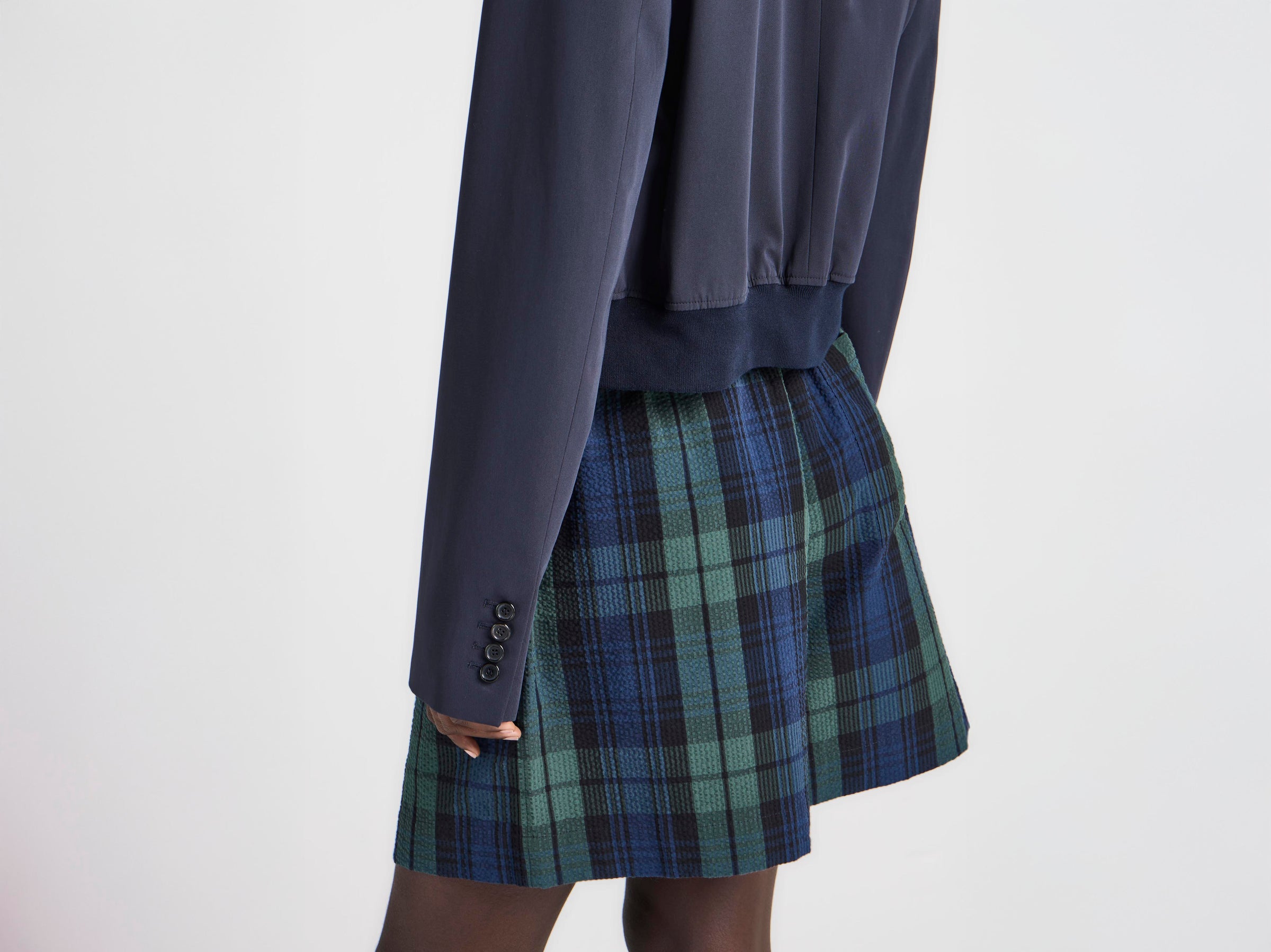 WOMENS CROPPED BLAZER IN NAVY