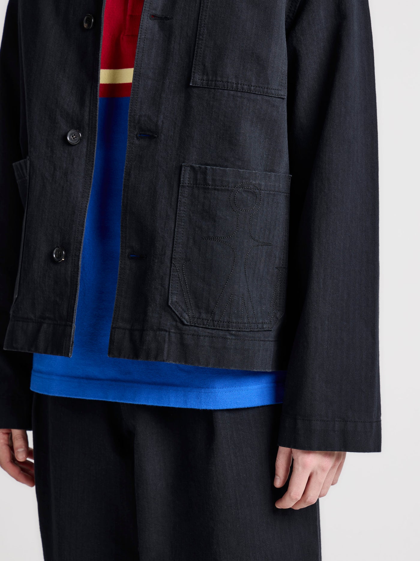 MENS WORKWEAR PATCH POCKET JACKET IN BLACK