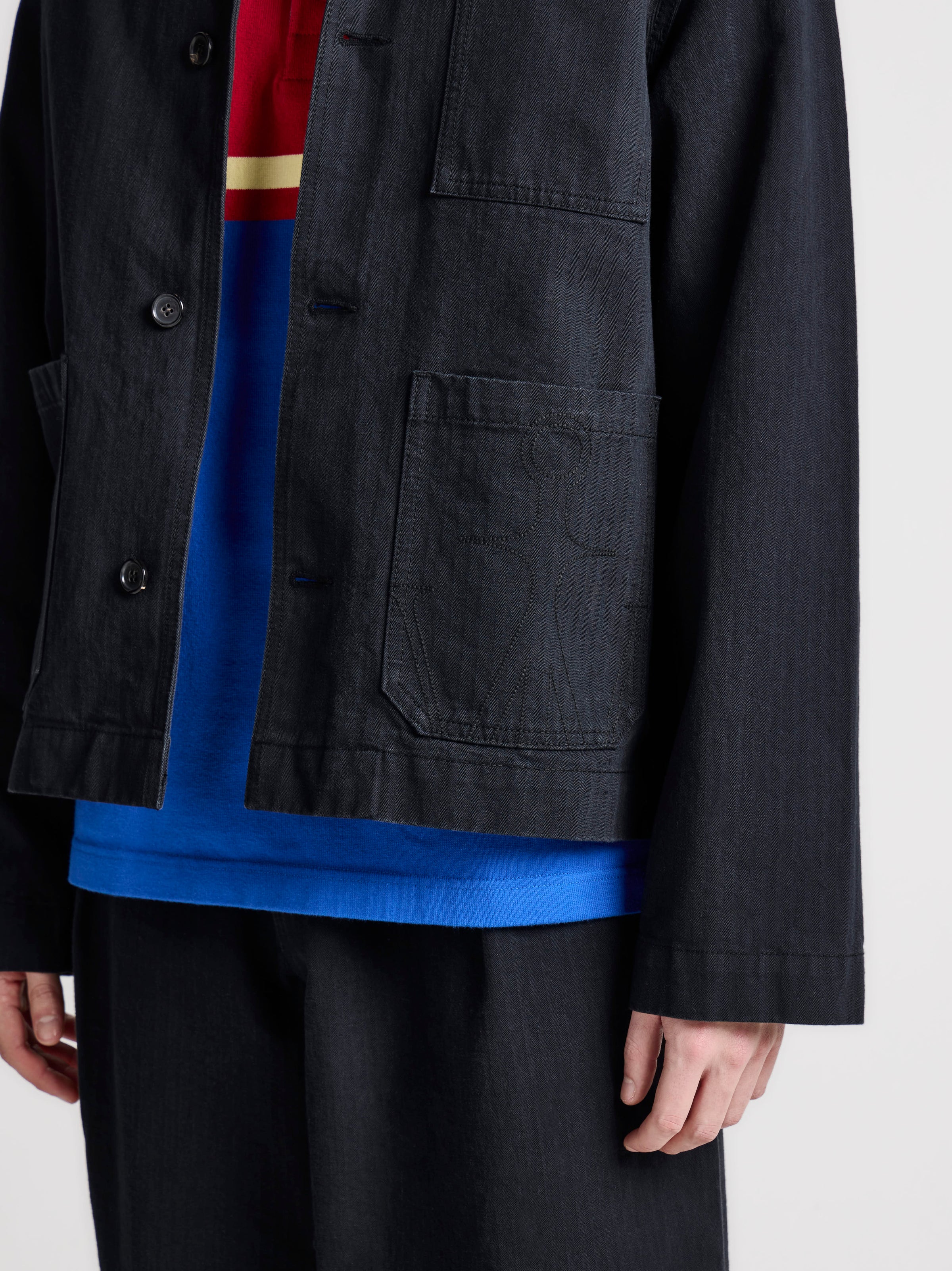 MENS WORKWEAR PATCH POCKET JACKET IN BLACK