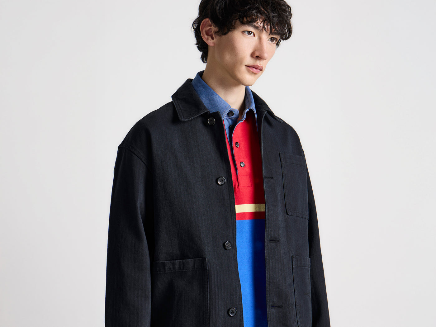 MENS WORKWEAR PATCH POCKET JACKET IN BLACK