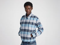 WOMENS FRONT ZIP BLOUSON IN NAVY & BLUE