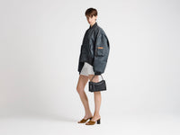 WOMENS OVERSIZED TIPPED HEM BOMBER JACKET IN DARK GREY