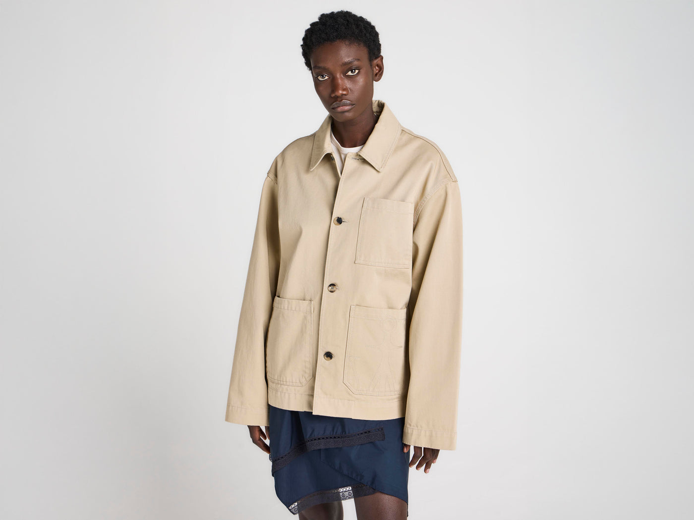 WOMENS PATCH POCKET JACKET IN BEIGE