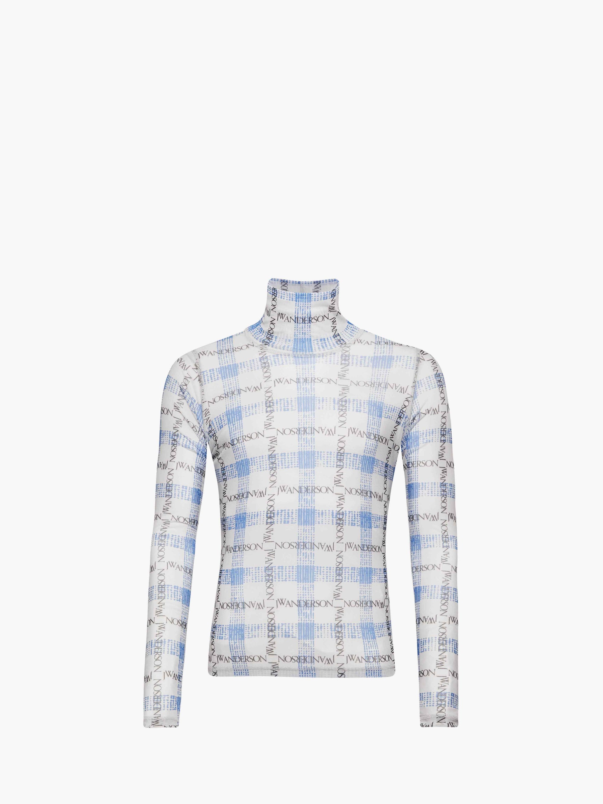 "LOGO GRID CHECK" PRINT - SHEER LONG SLEEVE TOP