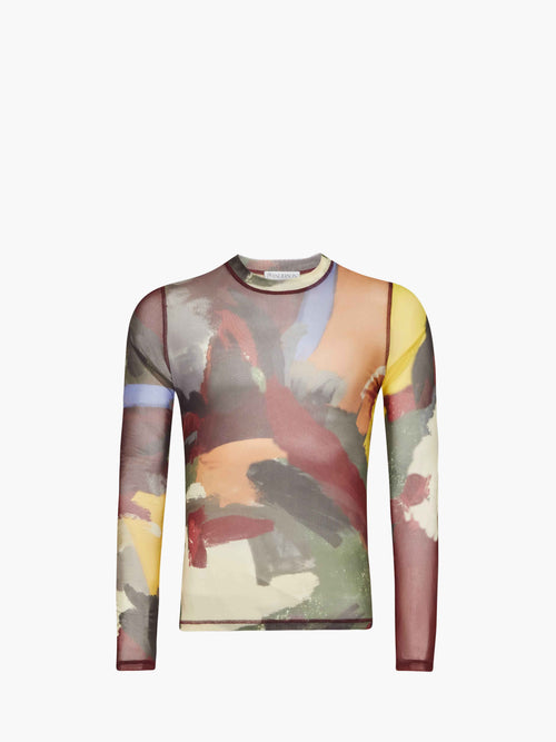 'ABSTRACT' PRINT - SHEER LONG SLEEVE TOP