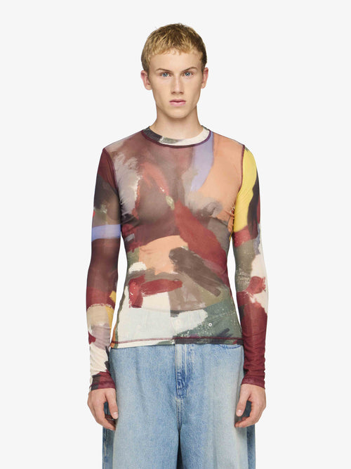 'ABSTRACT' PRINT - SHEER LONG SLEEVE TOP