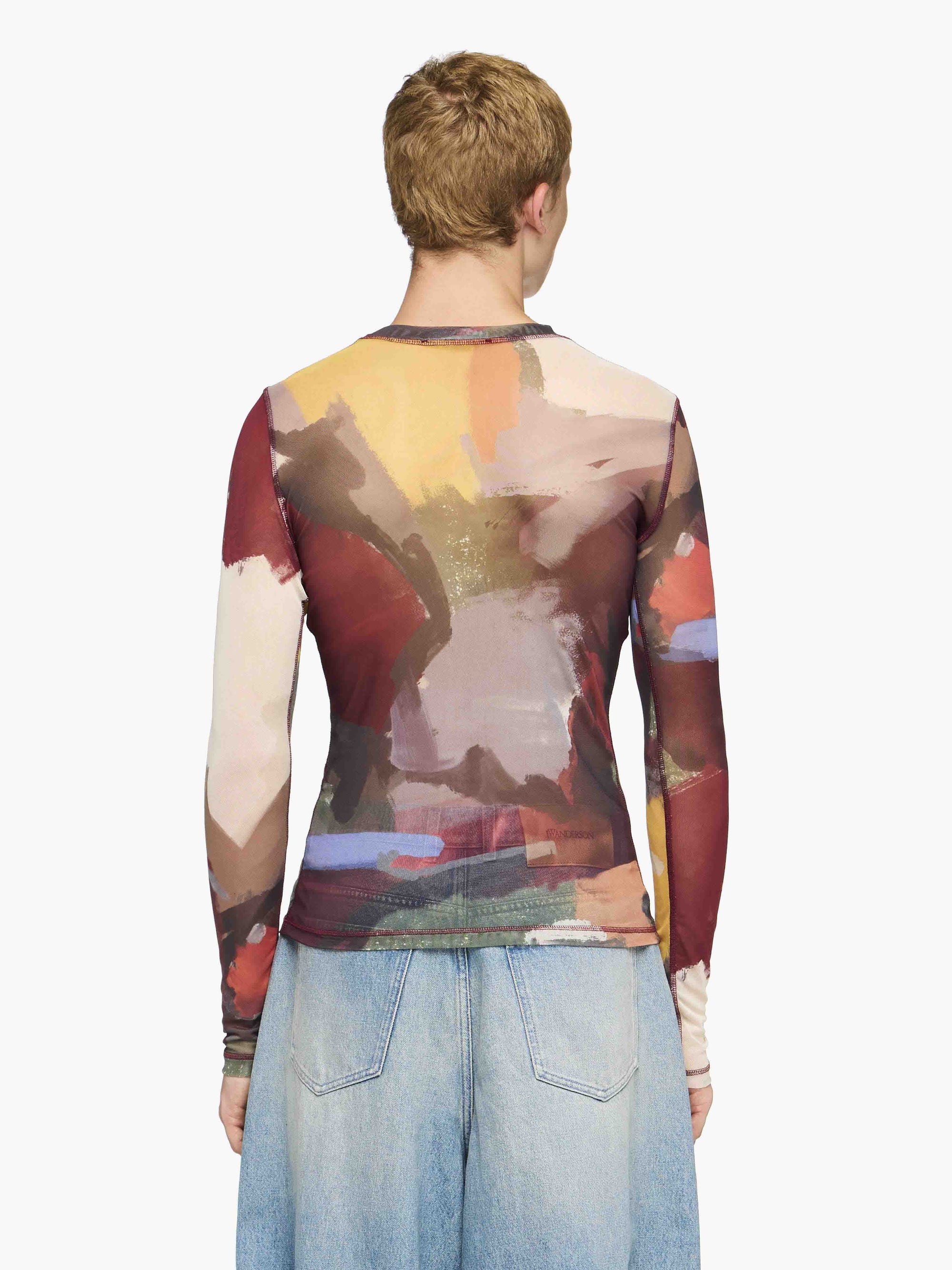 'ABSTRACT' PRINT - SHEER LONG SLEEVE TOP