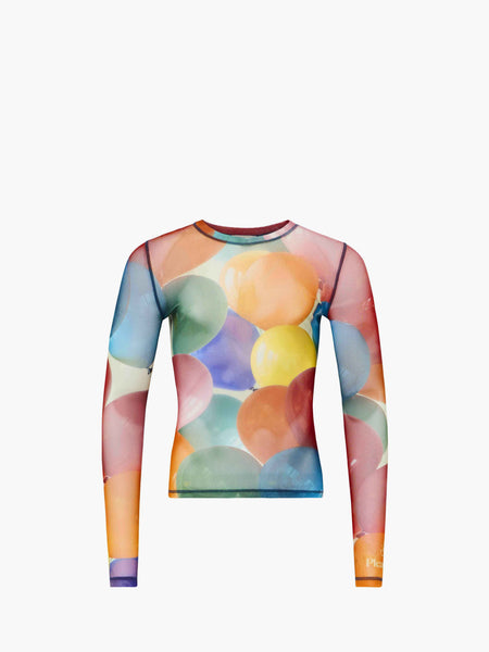 Tシャツ・カットソー J W ANDERSON LONG SLEEVE TRANSPARENT TOP WITH PRINT JW Anderson Pink Printed Long Sleeve T-Shirt JW Anderson