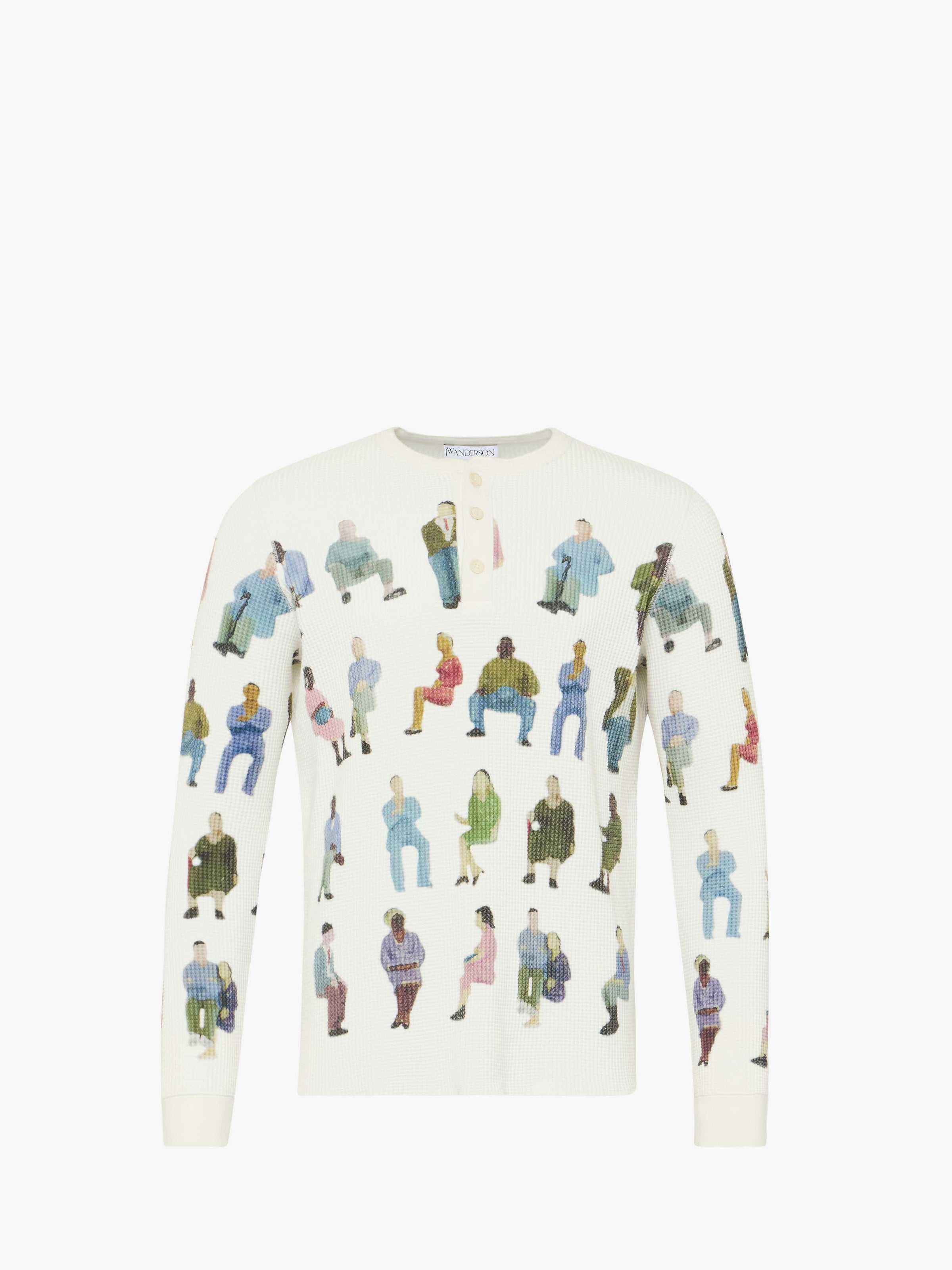 CL_PRINTED WAFFLE HENLEY TOP - WHITE_JO0260PG1737