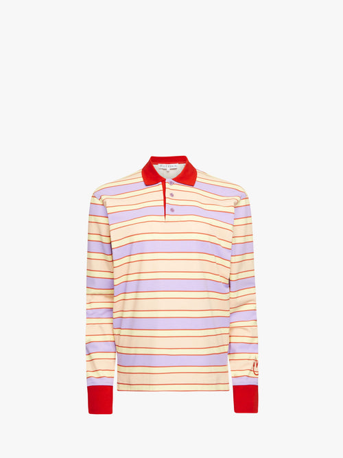 CONTRAST TRIM STRIPED POLO TOP