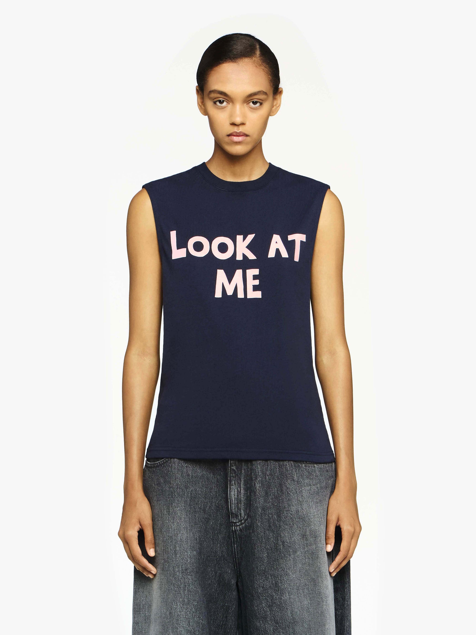 "LOOK AT ME" PRINTED TANK TOP