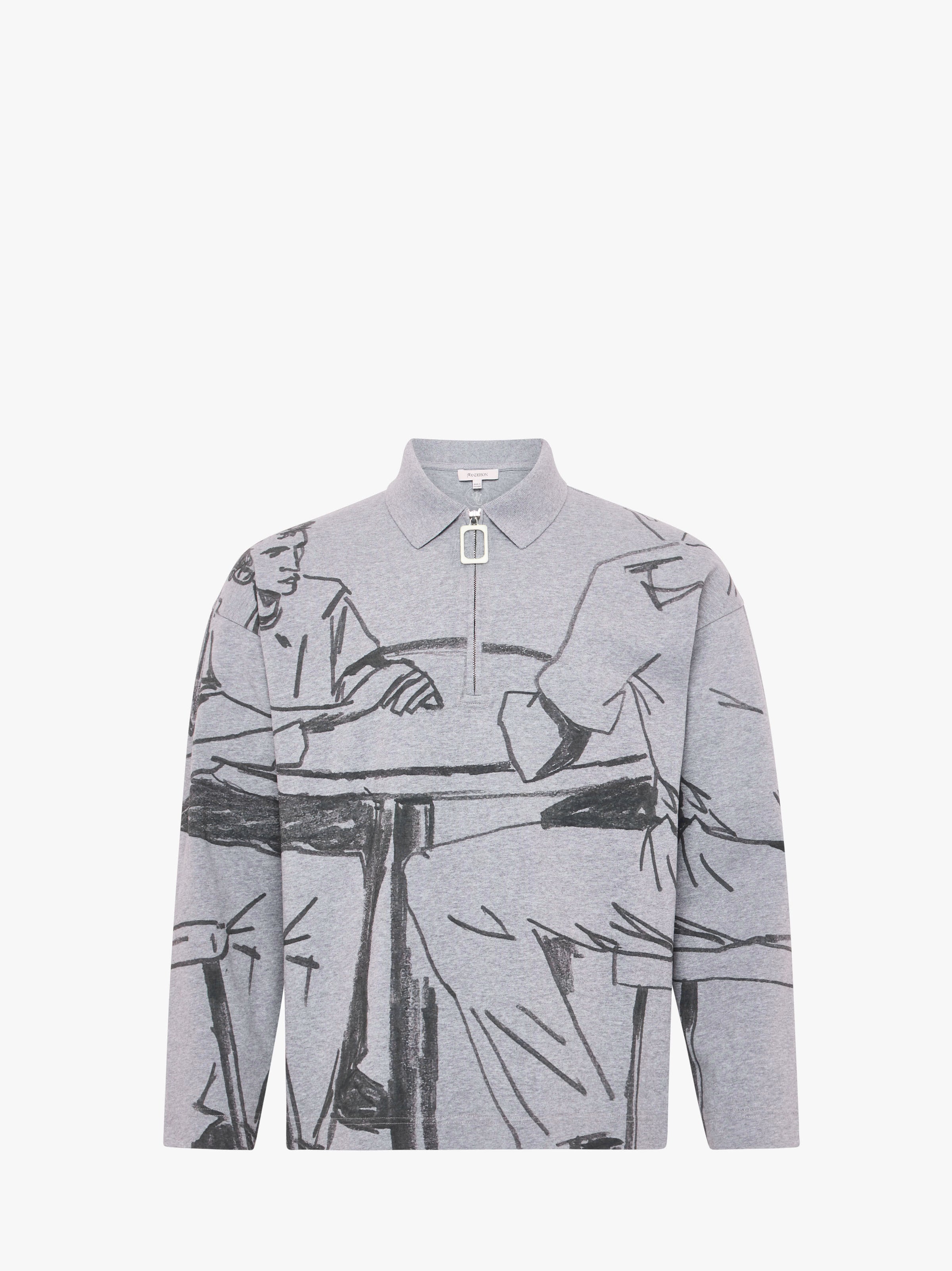 CL_PRINTED RUGBY POLO - MID GREY MELANGE_JO0274PG1755