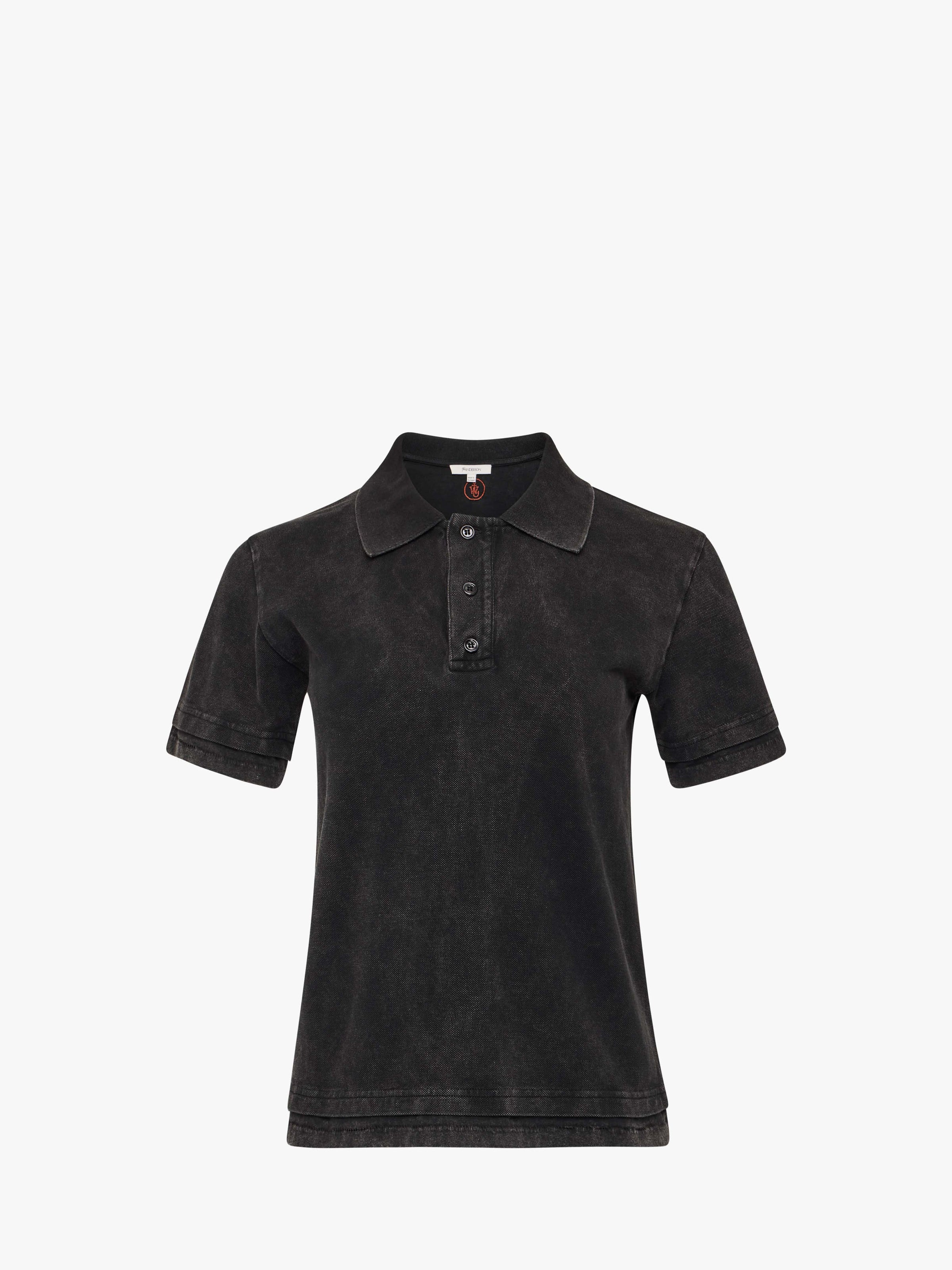 CL_LAYERED SHORT SLEEVE POLO TOP - WASHED BLACK_JO0277PG1808