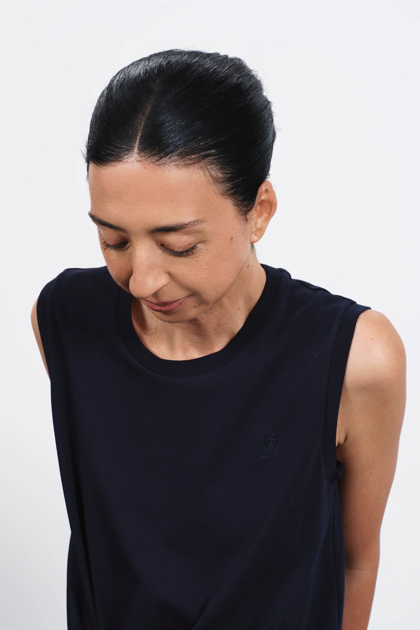 hem knot tank top navy Creative 4