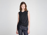 WOMENS HEM KNOT TANK TOP IN BLACK