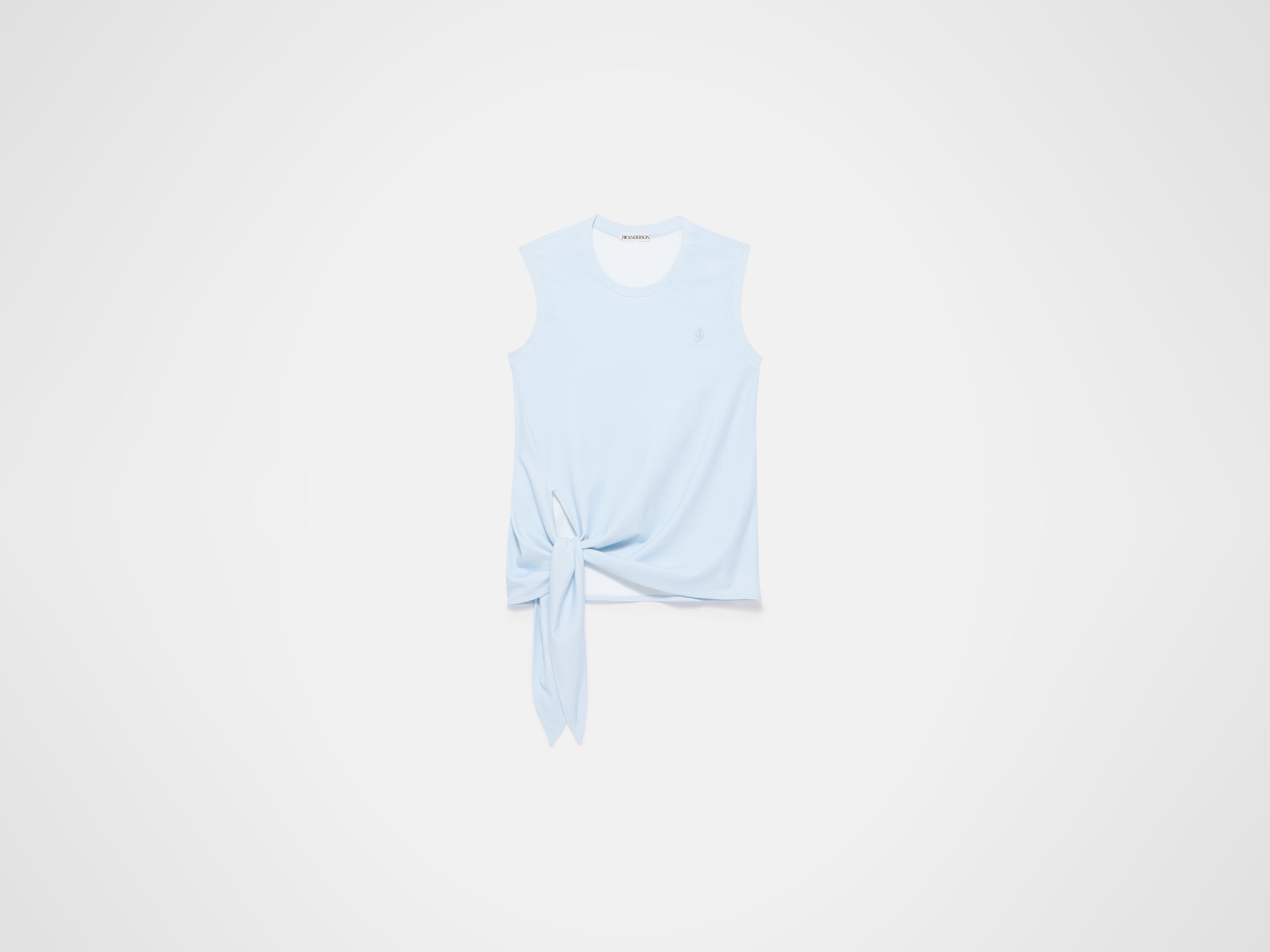 HEM KNOT TANK TOP IN WHITE & BLUE in WHITE/LIGHT BLUE