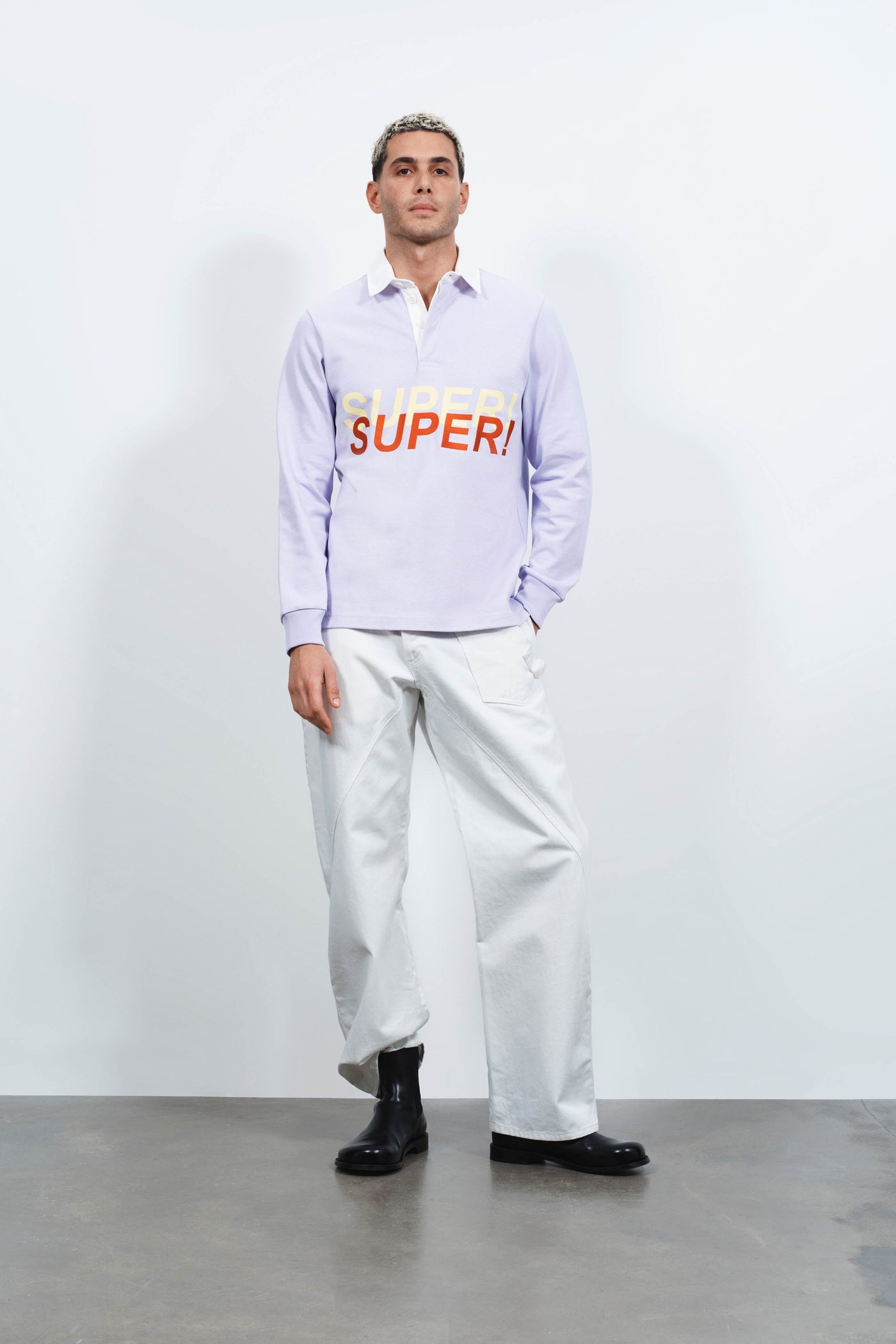 'SUPER SUPER' RUGBY POLO TOP IN PURPLE