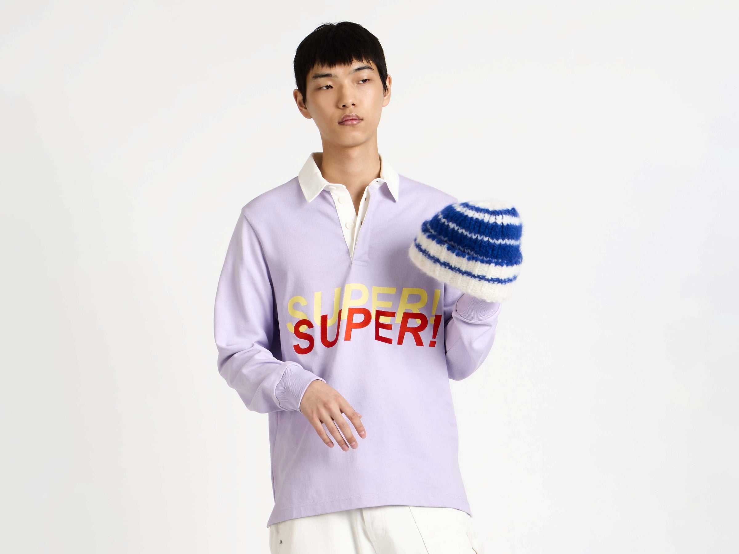 'SUPER SUPER' RUGBY POLO TOP IN PURPLE