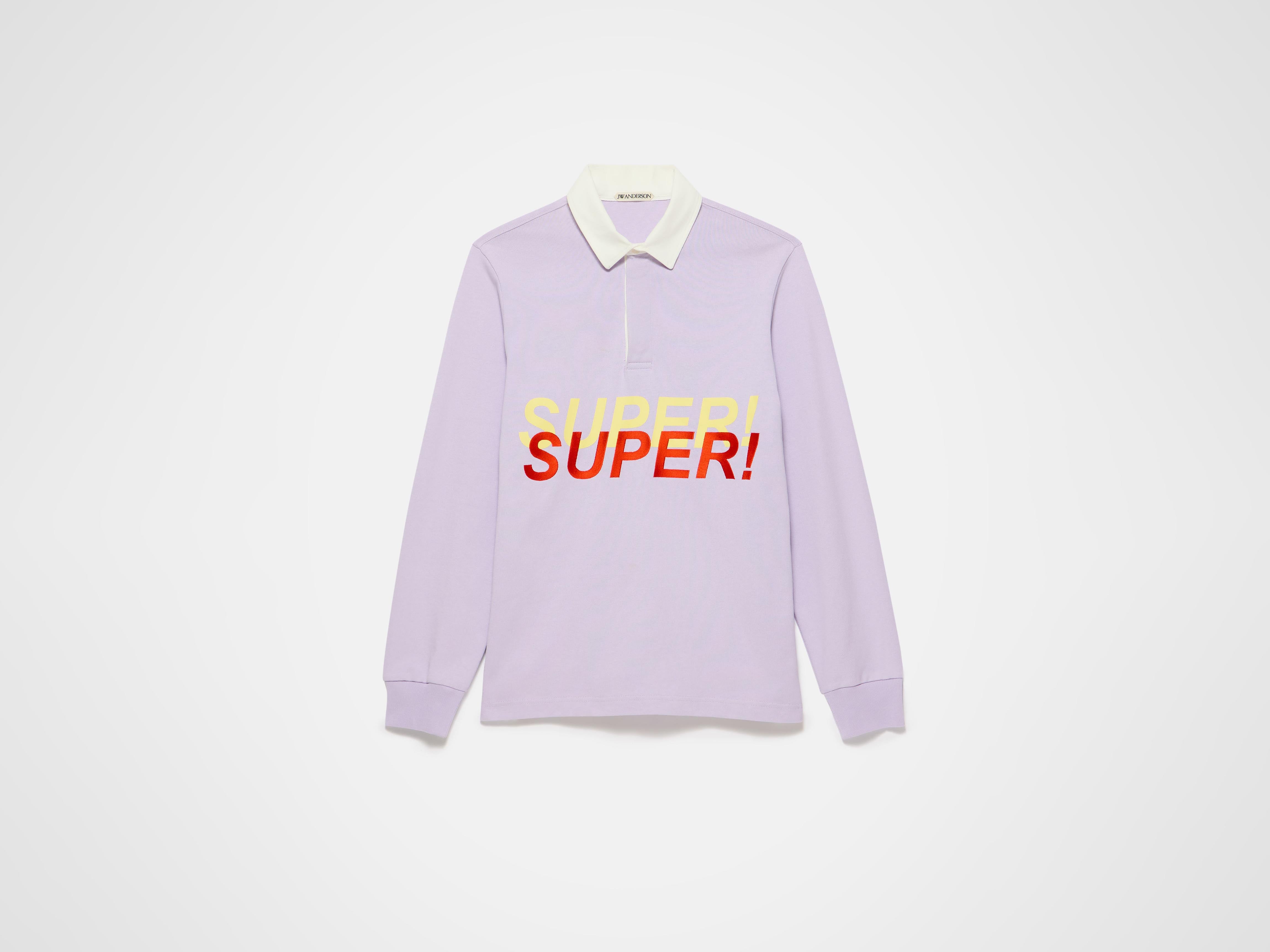 MENS 'SUPER SUPER' RUGBY POLO TOP IN PURPLE in PURPLE