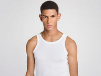 MENS RIB VEST IN WHITE