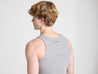 MENS RIB VEST IN MID GREY MELANGE