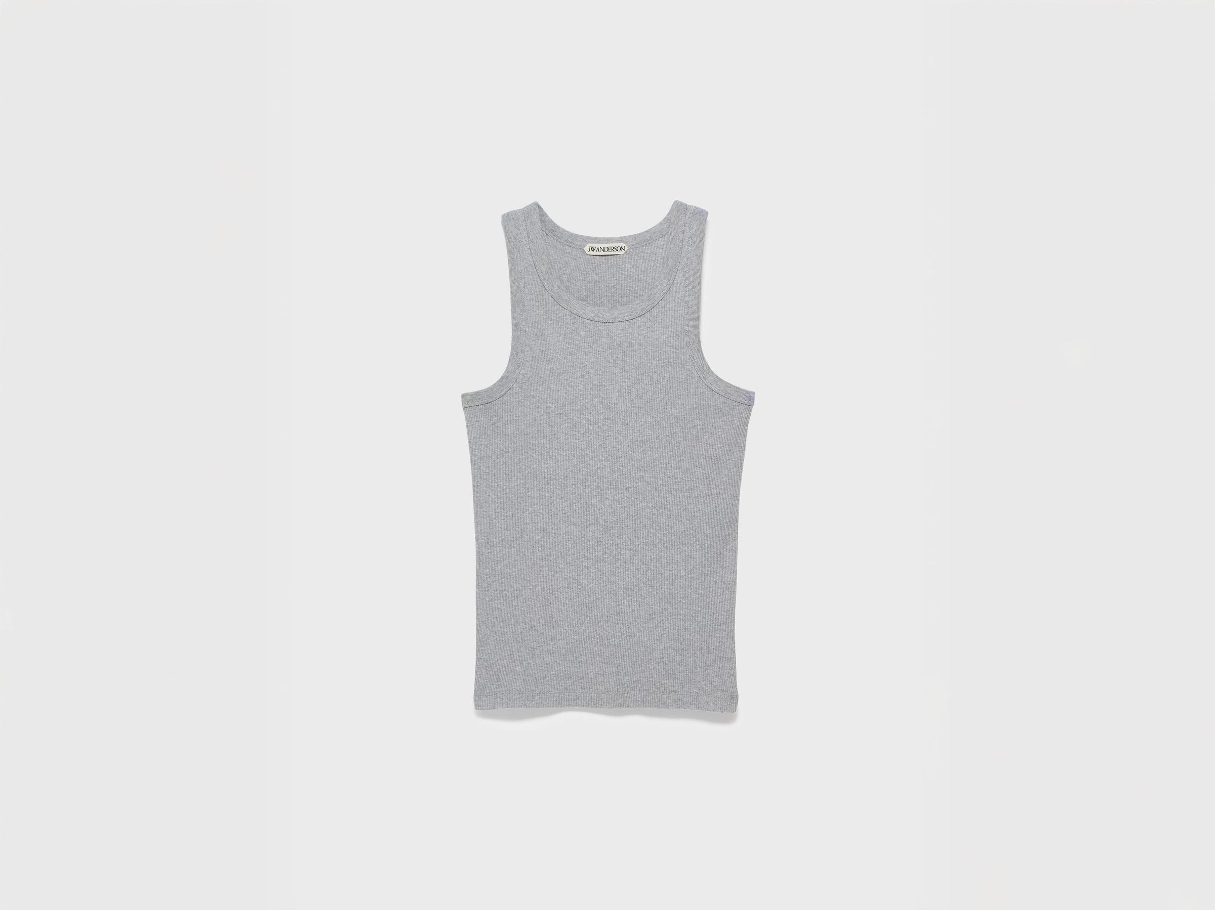 MENS RIB VEST IN MID GREY MELANGE