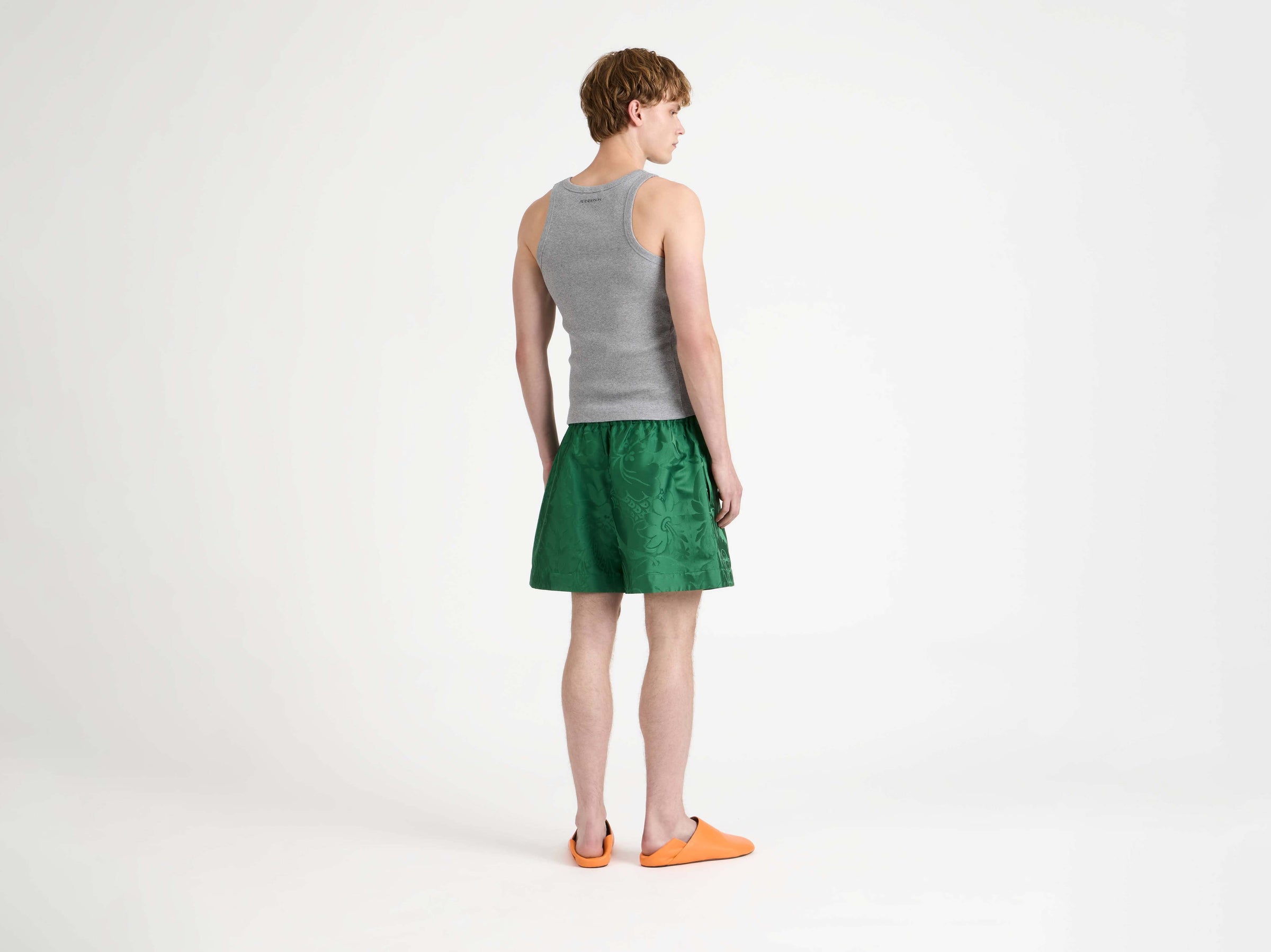 rib vest mid grey melange Model Back 3