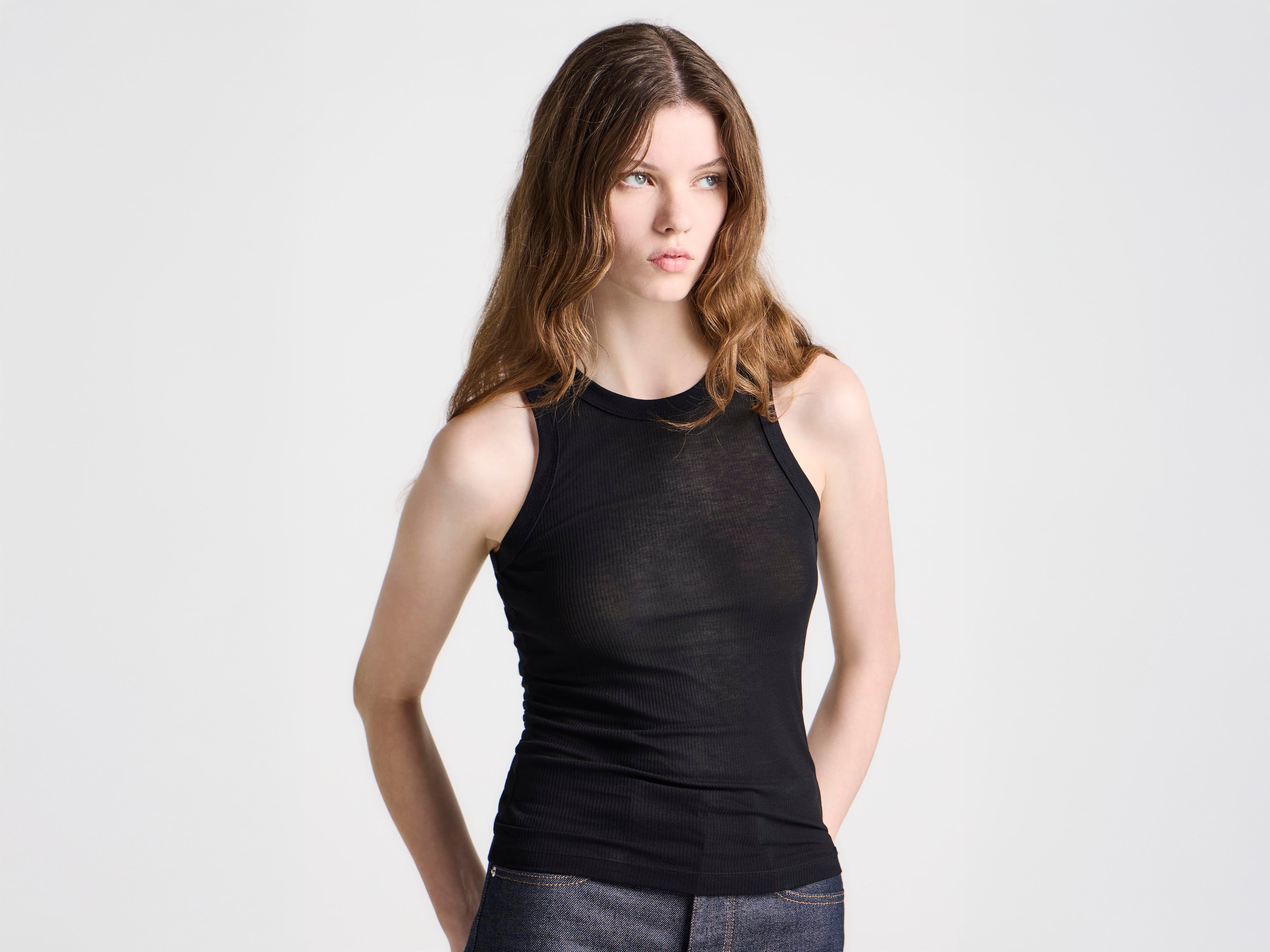 【y★】Acka. sheer vest camisole WOMENS SHEER VEST IN BLACK in BLACK JO0291PG1904999XXS | JW