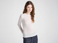 WOMENS LONG SLEEVE CREW NECKLINE TOP IN OFF-WHITE