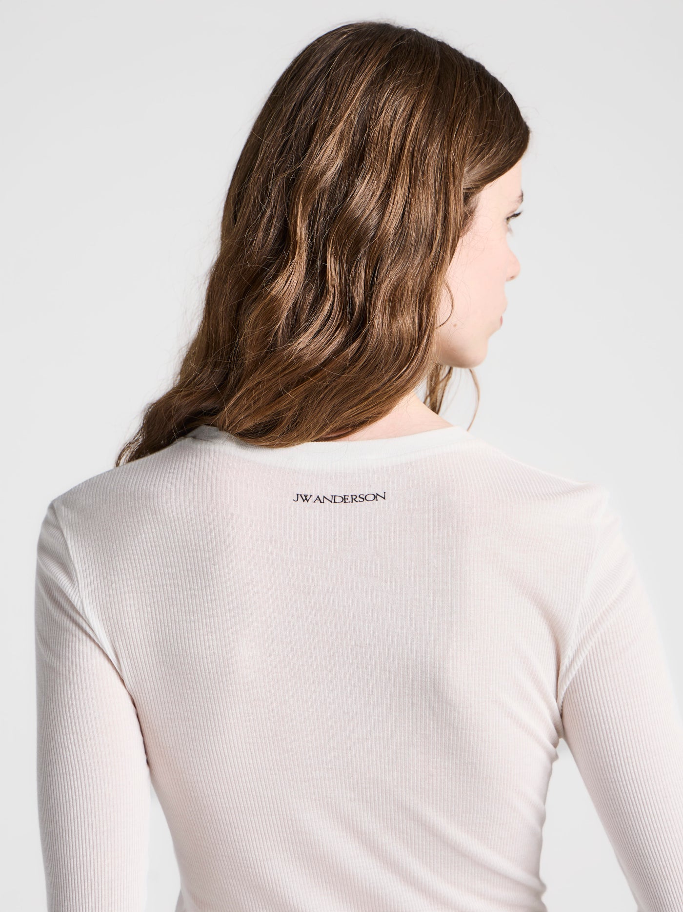 WOMENS LONG SLEEVE CREW NECKLINE TOP IN OFF-WHITE