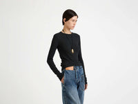 longsleeve crew neck charcoal melange Model Detail 2