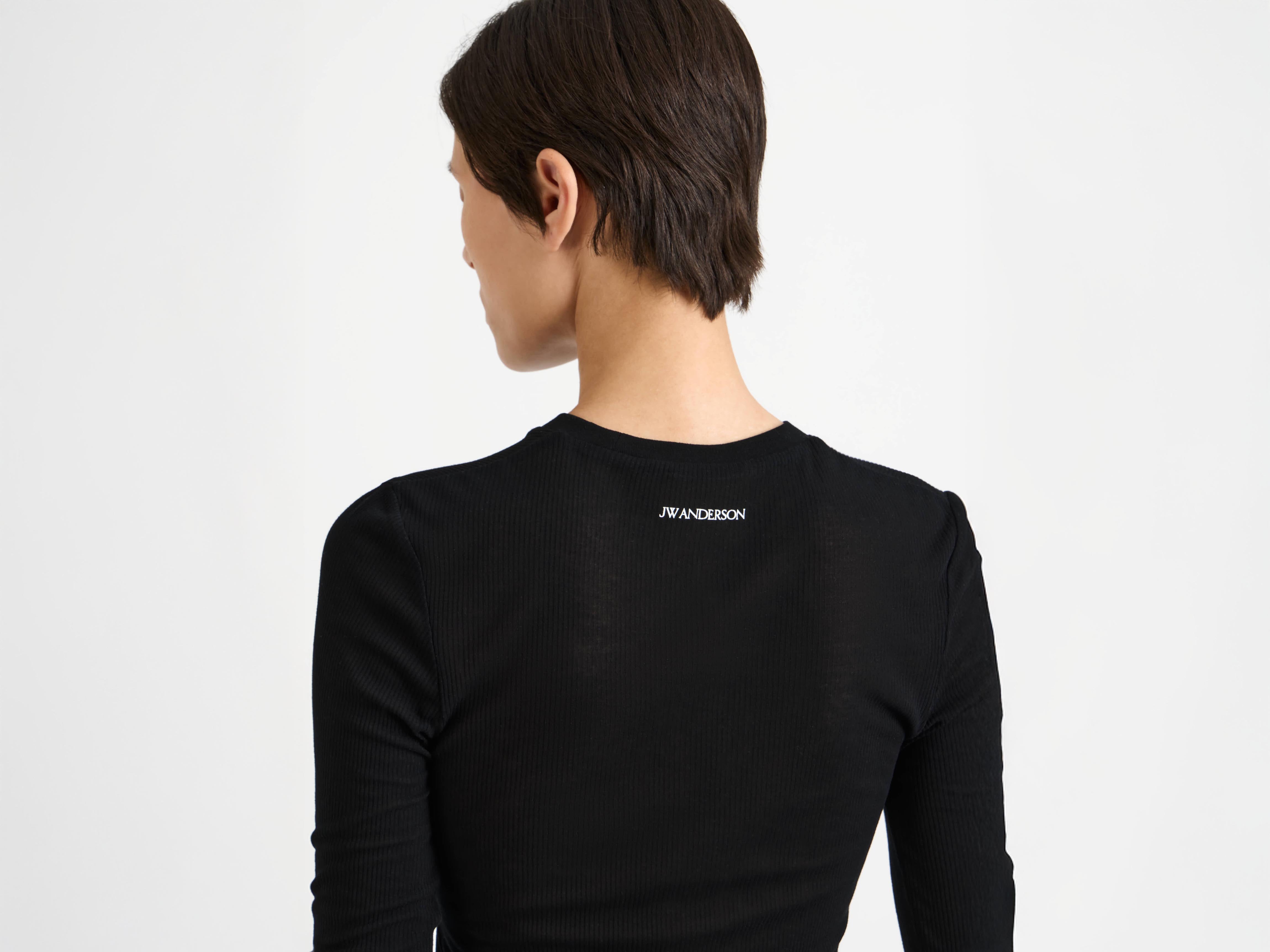 JW ANDERSON 2WAYロンT トップス WOMENS LONG SLEEVE CREW NECKLINE TOP IN BLACK in BLACK