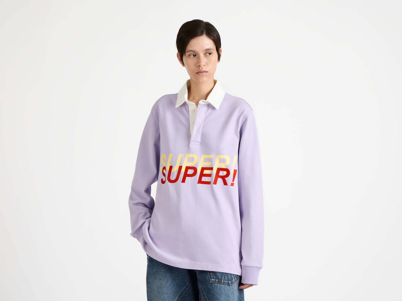 'SUPER SUPER' RUGBY POLO TOP IN PURPLE