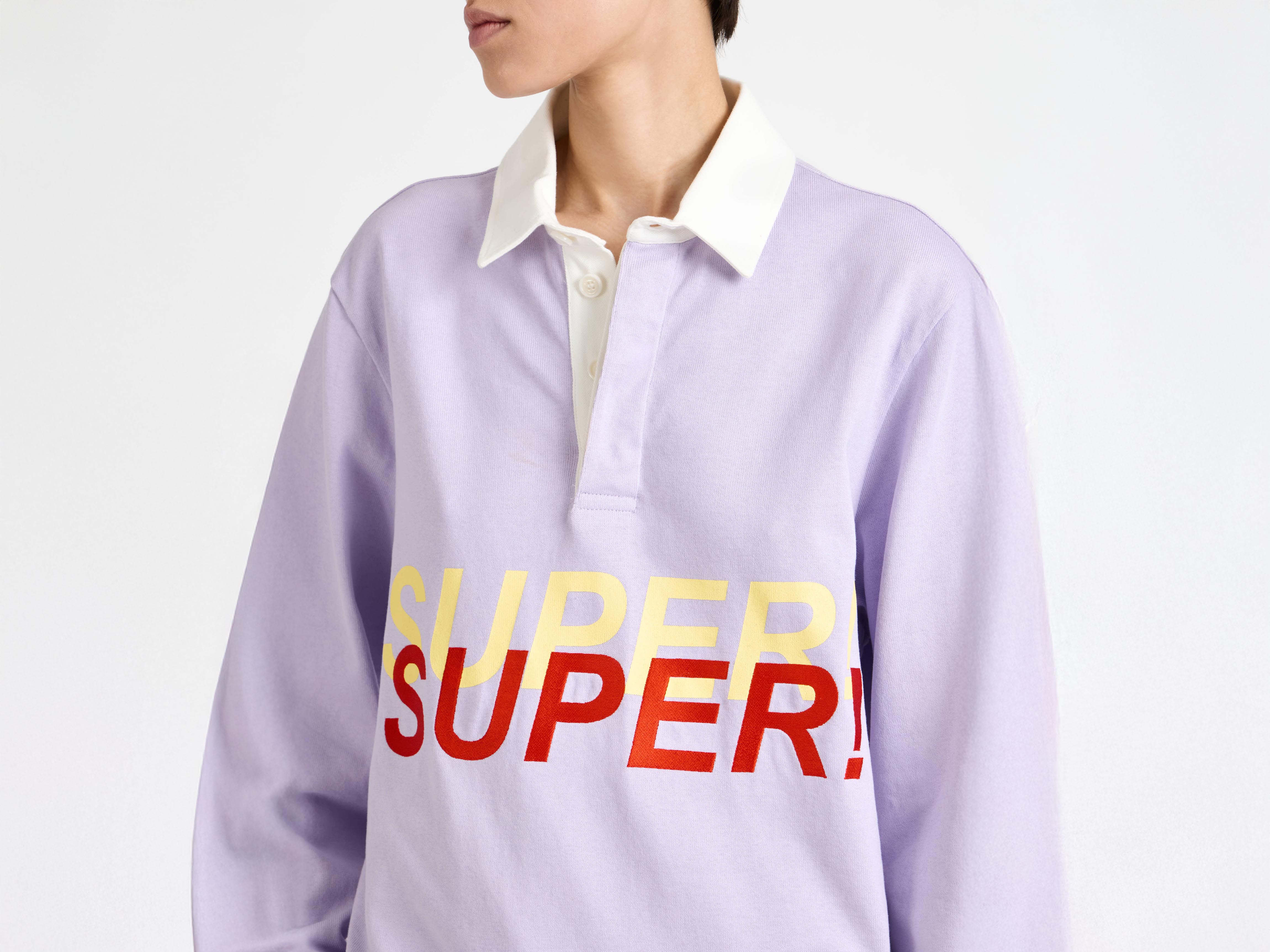 WOMENS 'SUPER SUPER' RUGBY POLO TOP IN PURPLE in PURPLE