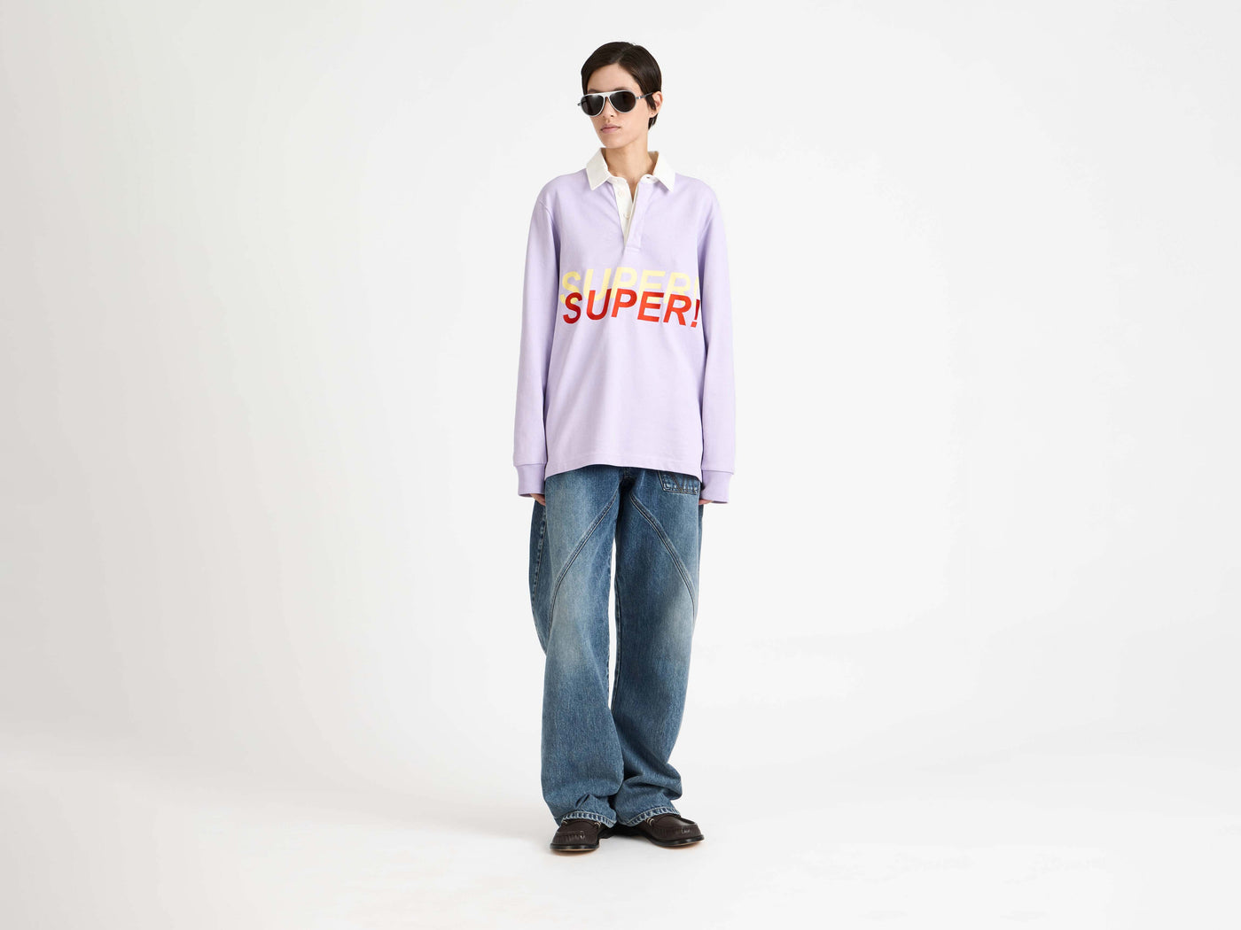 super super rugby polo purple Model Front 5