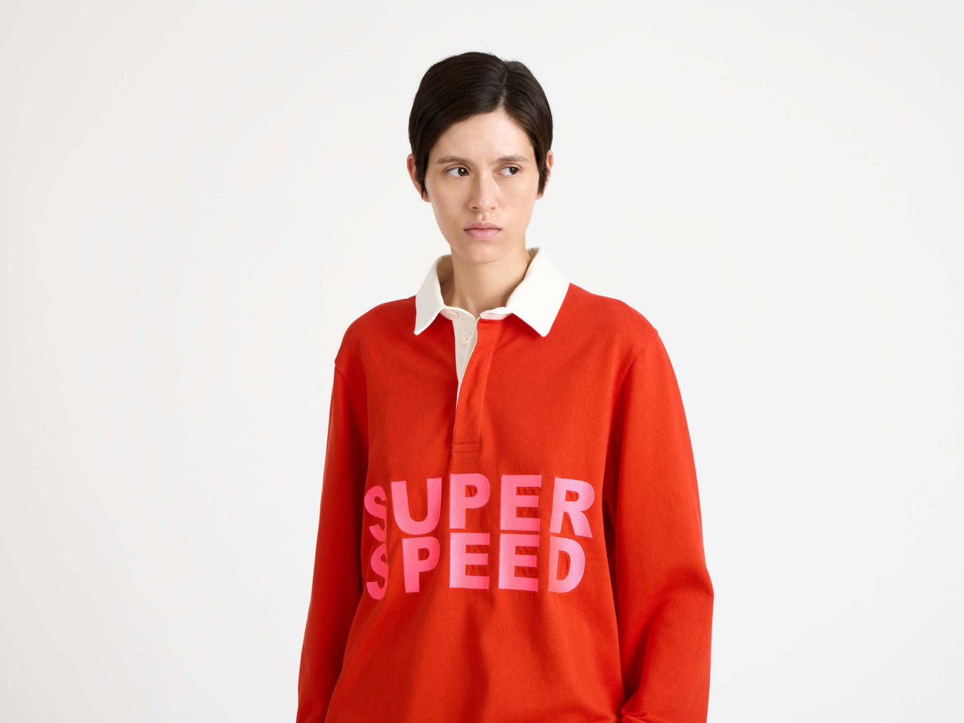 'SUPER SPEED' RUGBY POLO TOP IN BRIGHT RED
