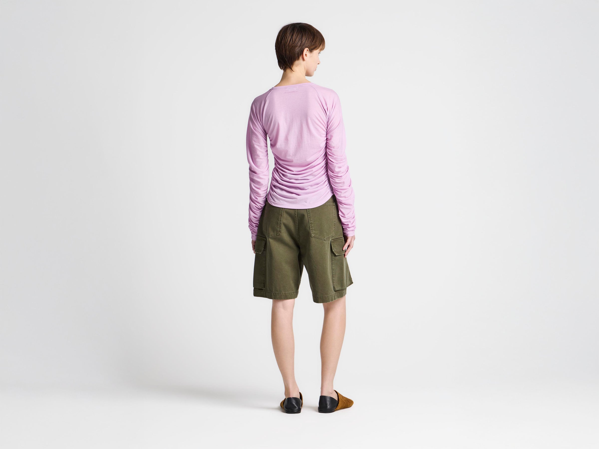 WOMENS RUCHED JERSEY TOP IN ORCHID