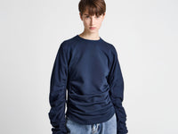 WOMENS RUCHED SLEEVE SWEATSHIRT IN NAVY
